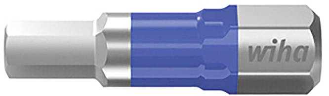 Un embout de tournevis en argent et bleu portant l'inscription 'wiha' sur le côté, utilisé pour les outils à main.