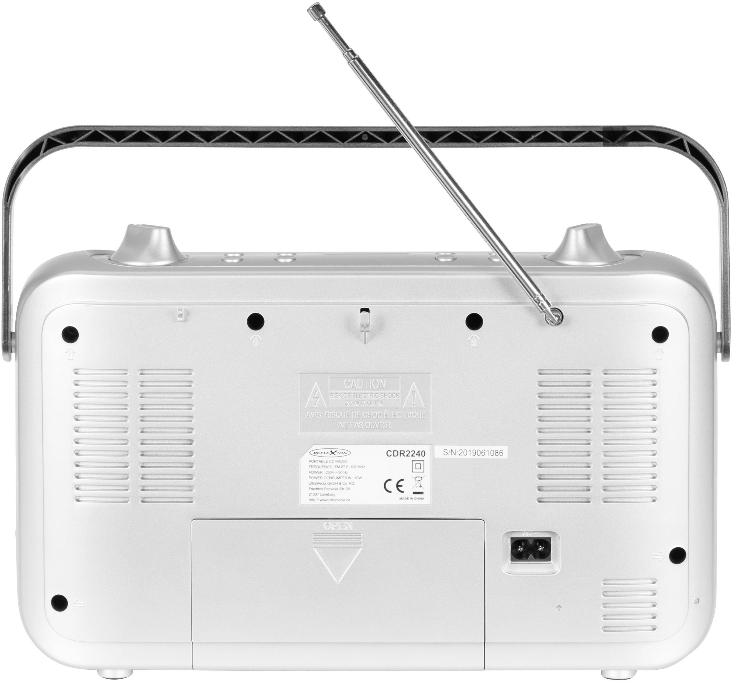 Reflexion Radio-lecteur CD FM AUX, CD touche sensitive argent