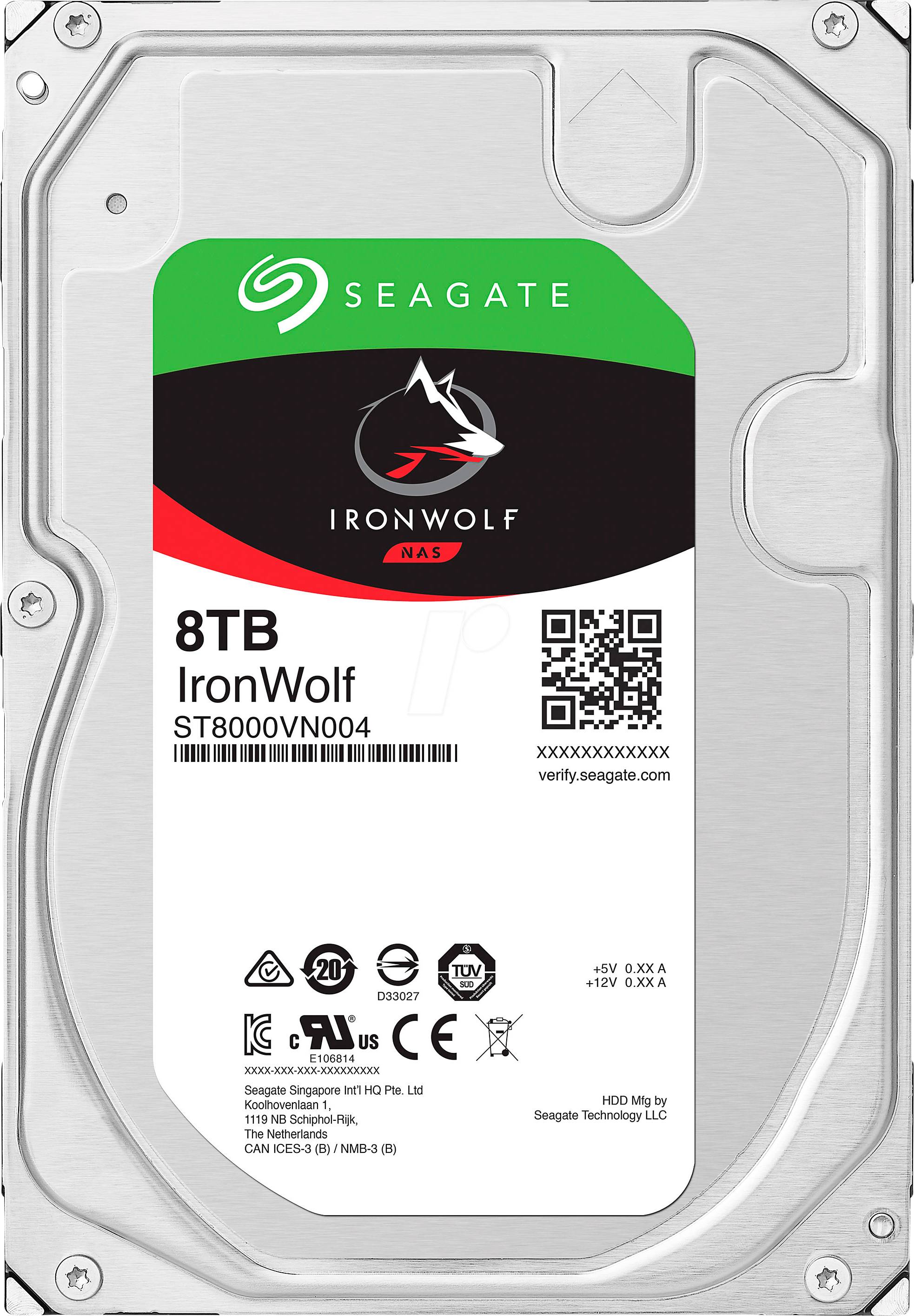 Disque dur interne 8.9 cm (3.5") Seagate IronWolf™ 8 TB SATA III ST8000VN004 vrac