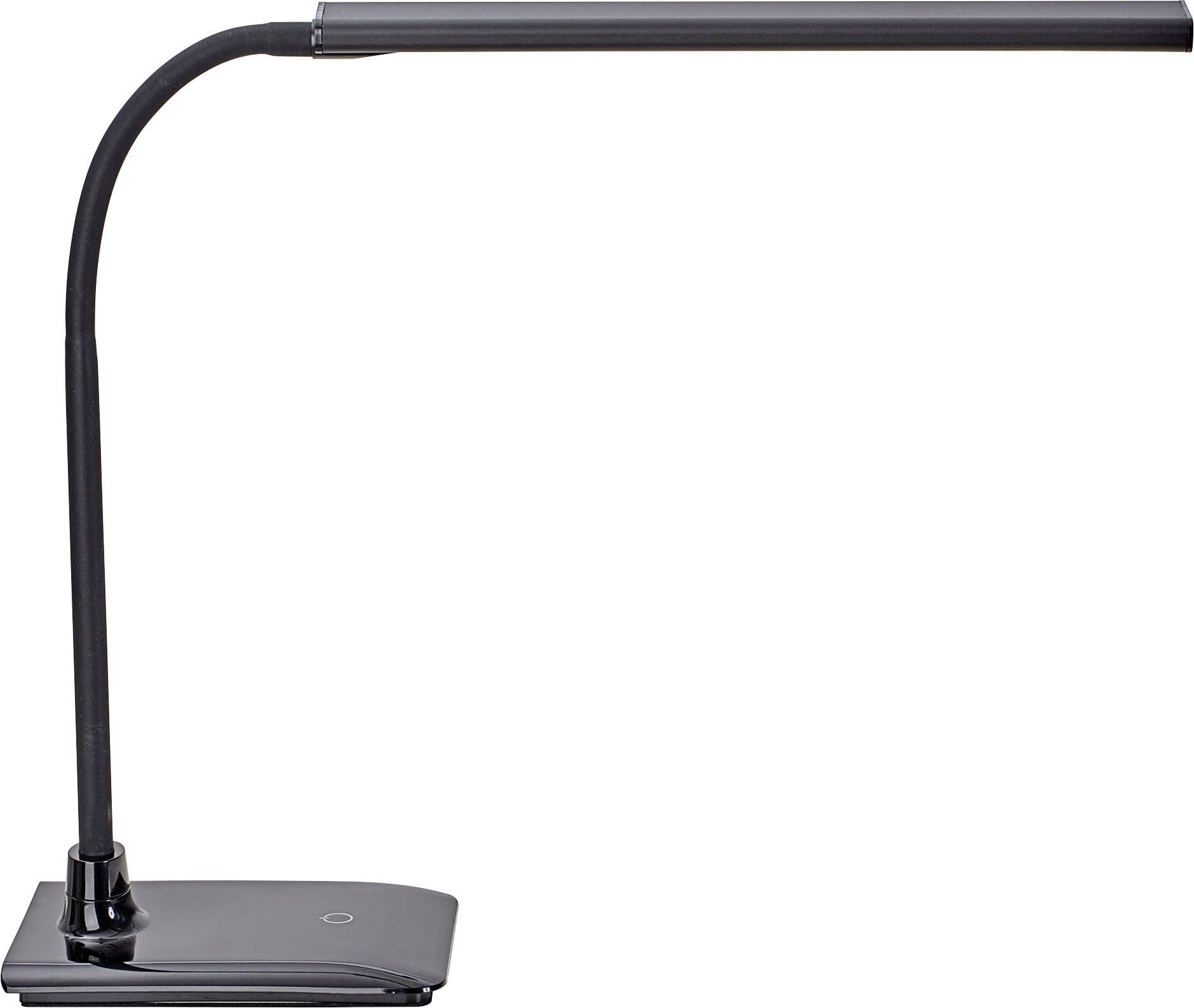 Une lampe de table élégante et moderne avec bras ajustable et socle rectangulaire.