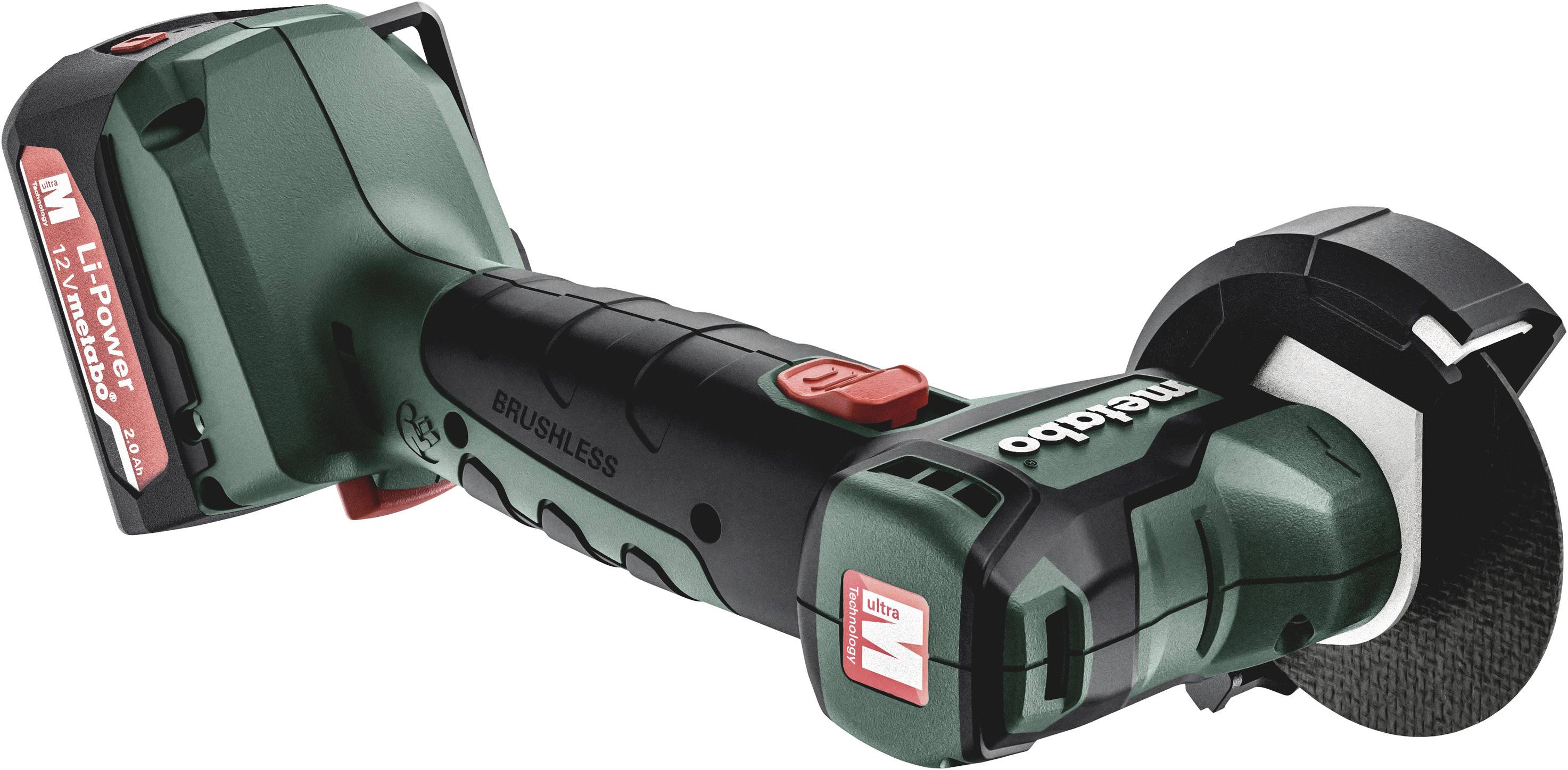 Meuleuse d'angle Metabo POWERMAXX CC 12 BL 600348500 76 mm + 2 batteries, + mallette 12 V 2.0 Ah