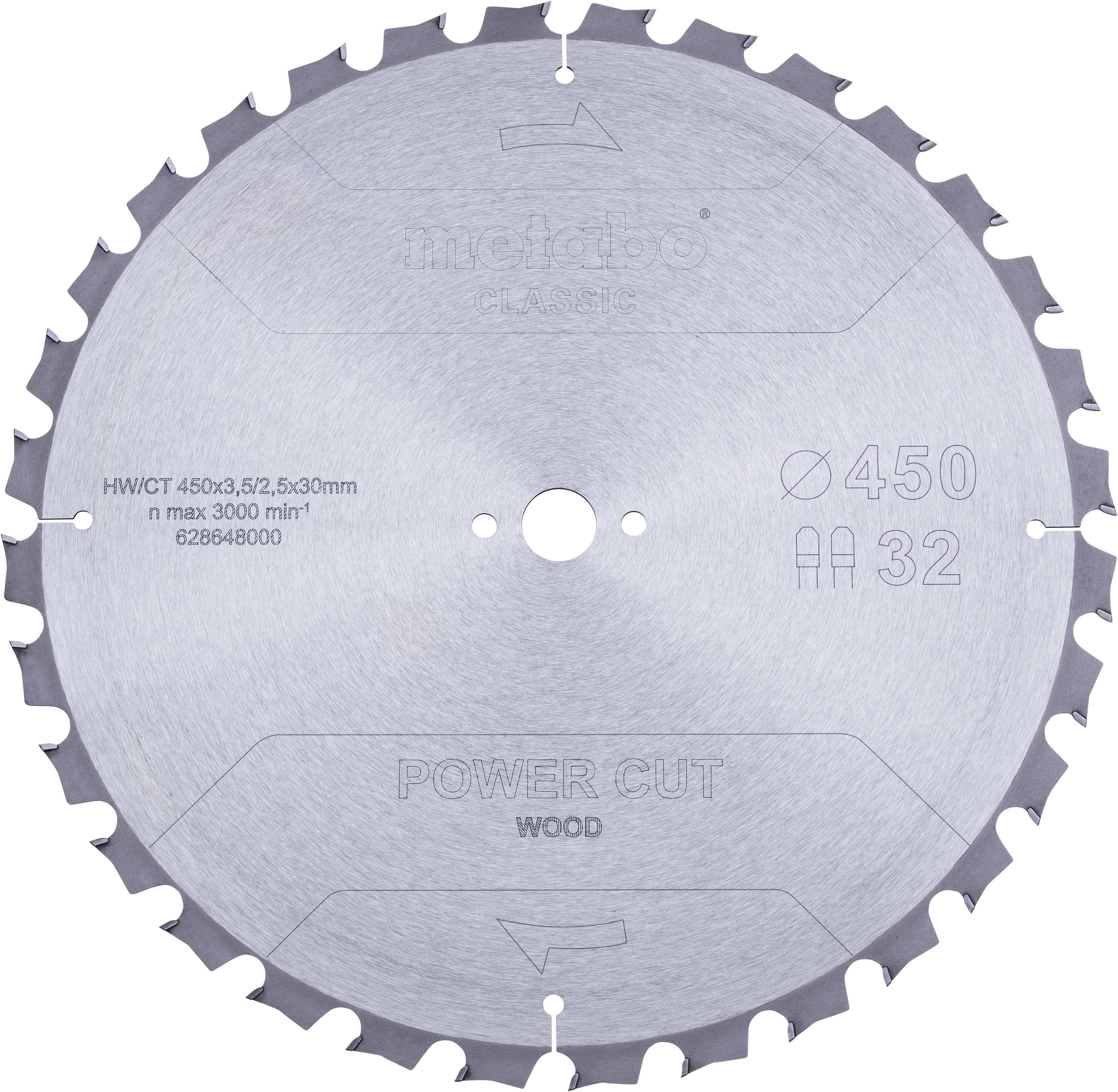 Metabo POWER CUT WOOD CLASSIC 628648000 Lame de scie circulaire 450 x 30 x 2.5 mm Nombre de dents: 32 1 pc(s)
