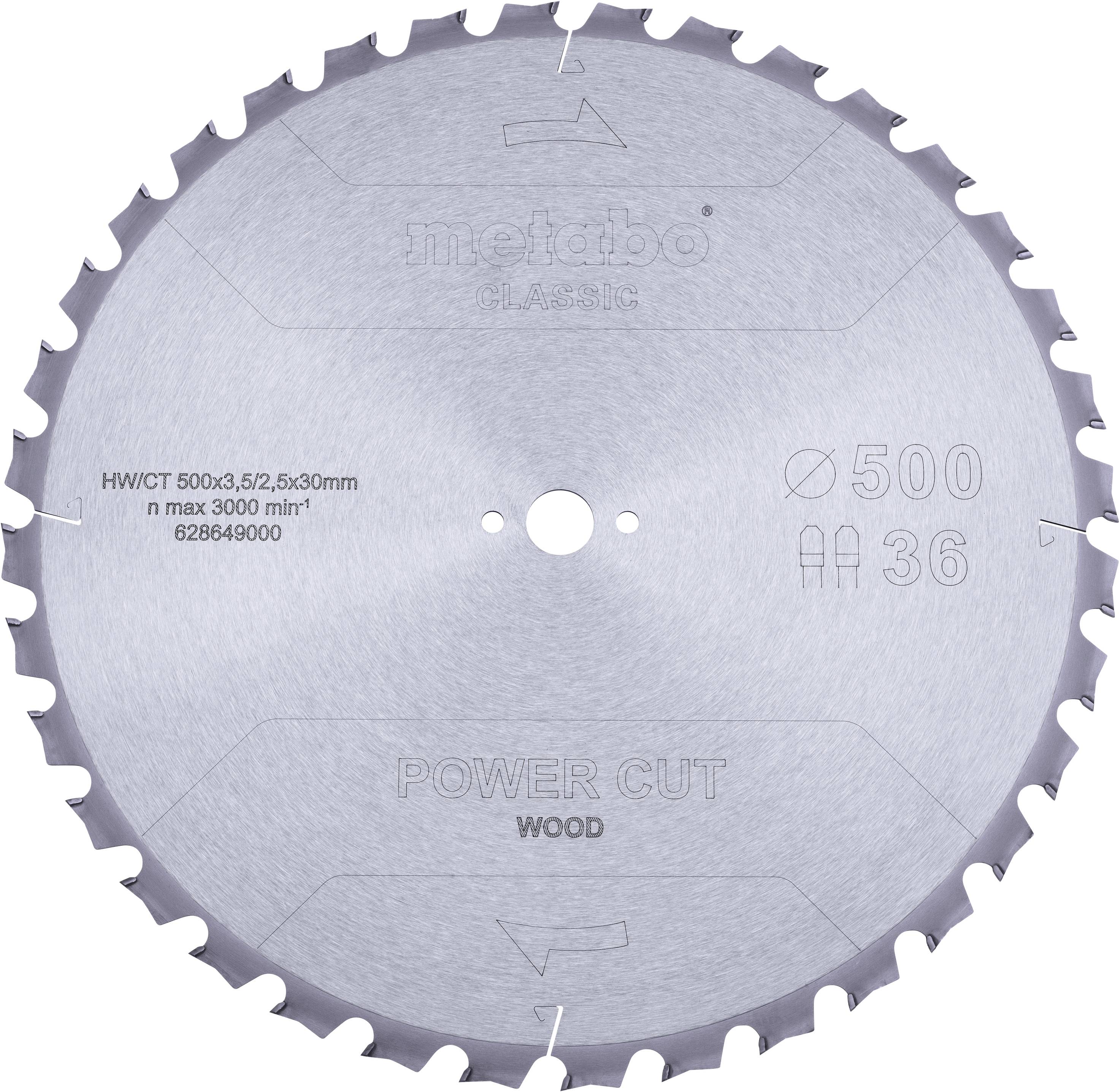 Metabo POWER CUT WOOD CLASSIC 628649000 Lame de scie circulaire 500 x 30 x 2.8 mm Nombre de dents: 36 1 pc(s)