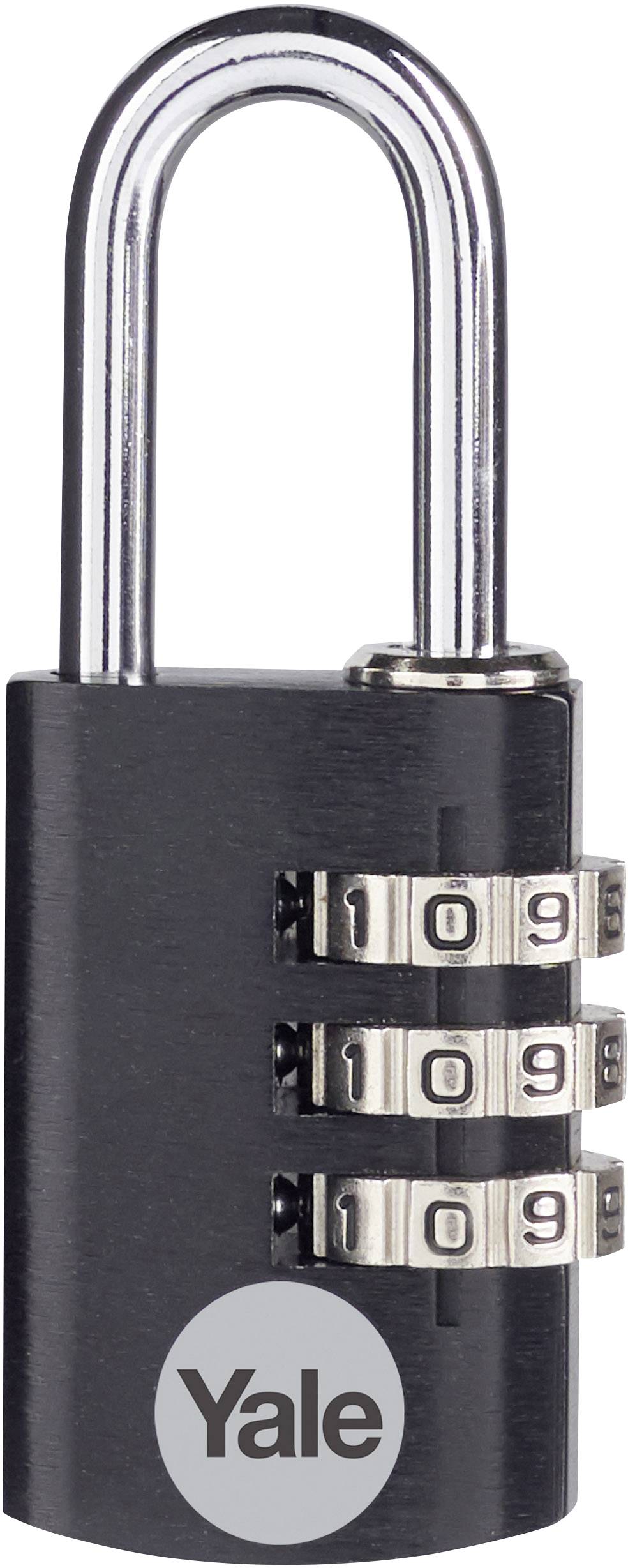 YALE YE3CB/20/121/1/BK Cadenas 20 mm noir avec serrure à combinaison
