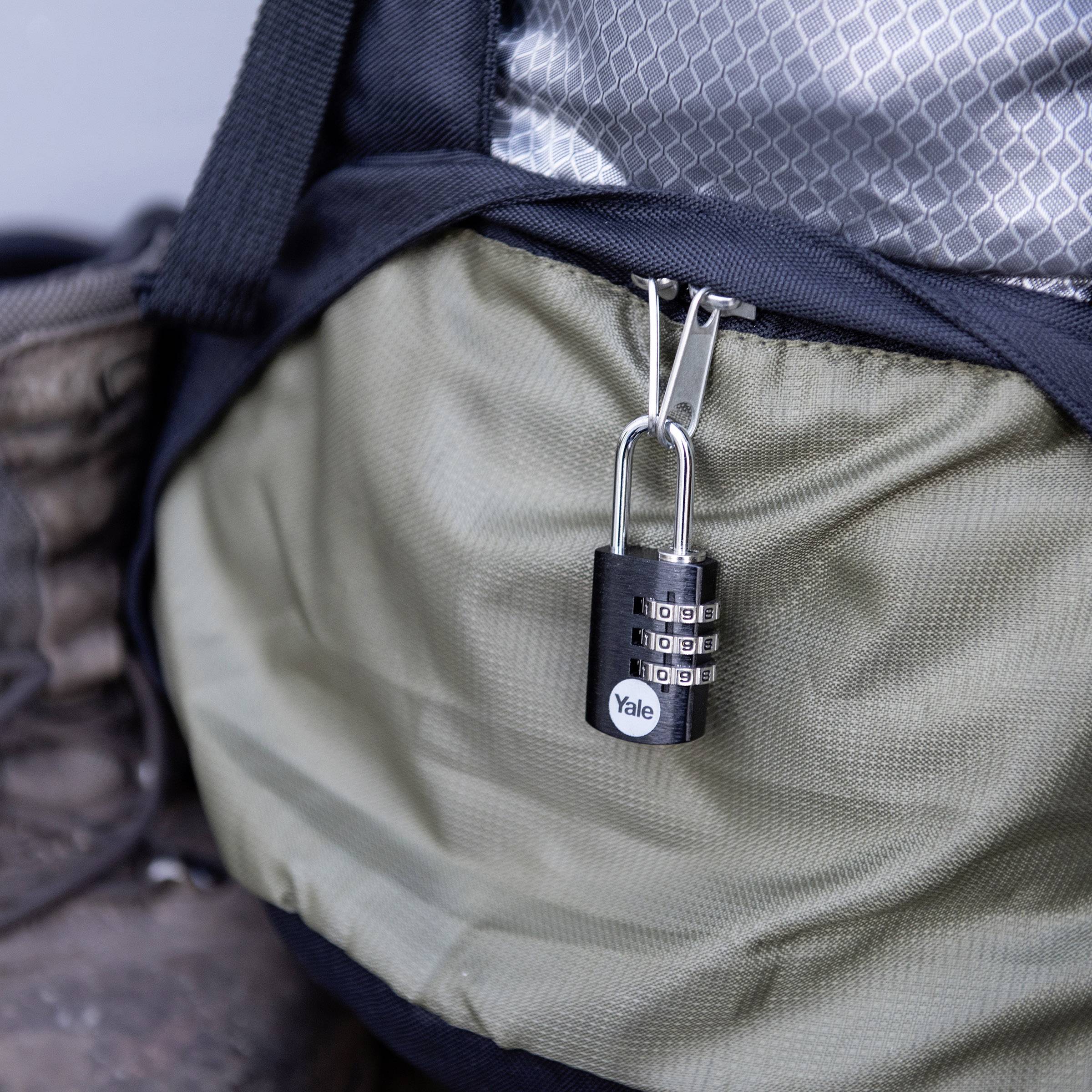 YALE YE3CB/20/121/1/BK Cadenas 20 mm noir avec serrure à combinaison