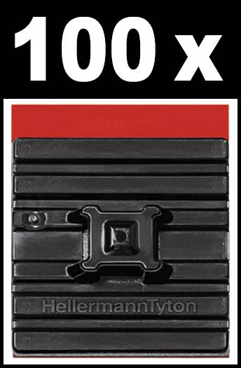 Embase de fixation HellermannTyton FMB4APT-A-PA66HS-BK (100) 151-02219 noir autocollant base flexible, 4 voies 100 pc(s)
