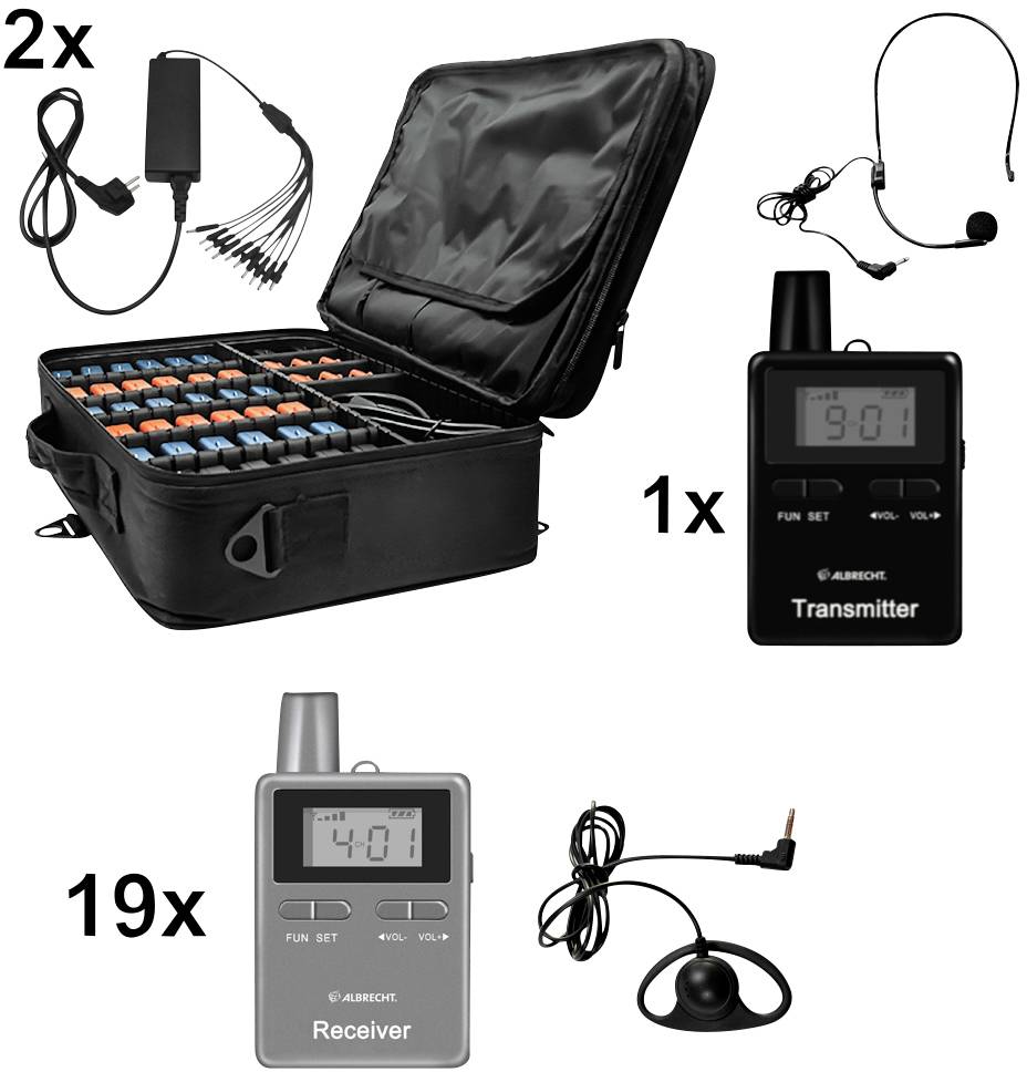 Albrecht ATT/ATR400 20er 29970.S20 Système audioguide-radioguide jeu de 20