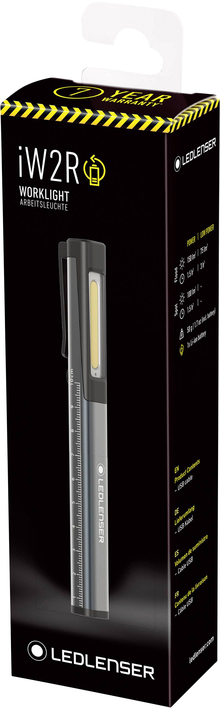 Ledlenser 502082 iW2R Lampe stylo à batterie LED 164 mm noir