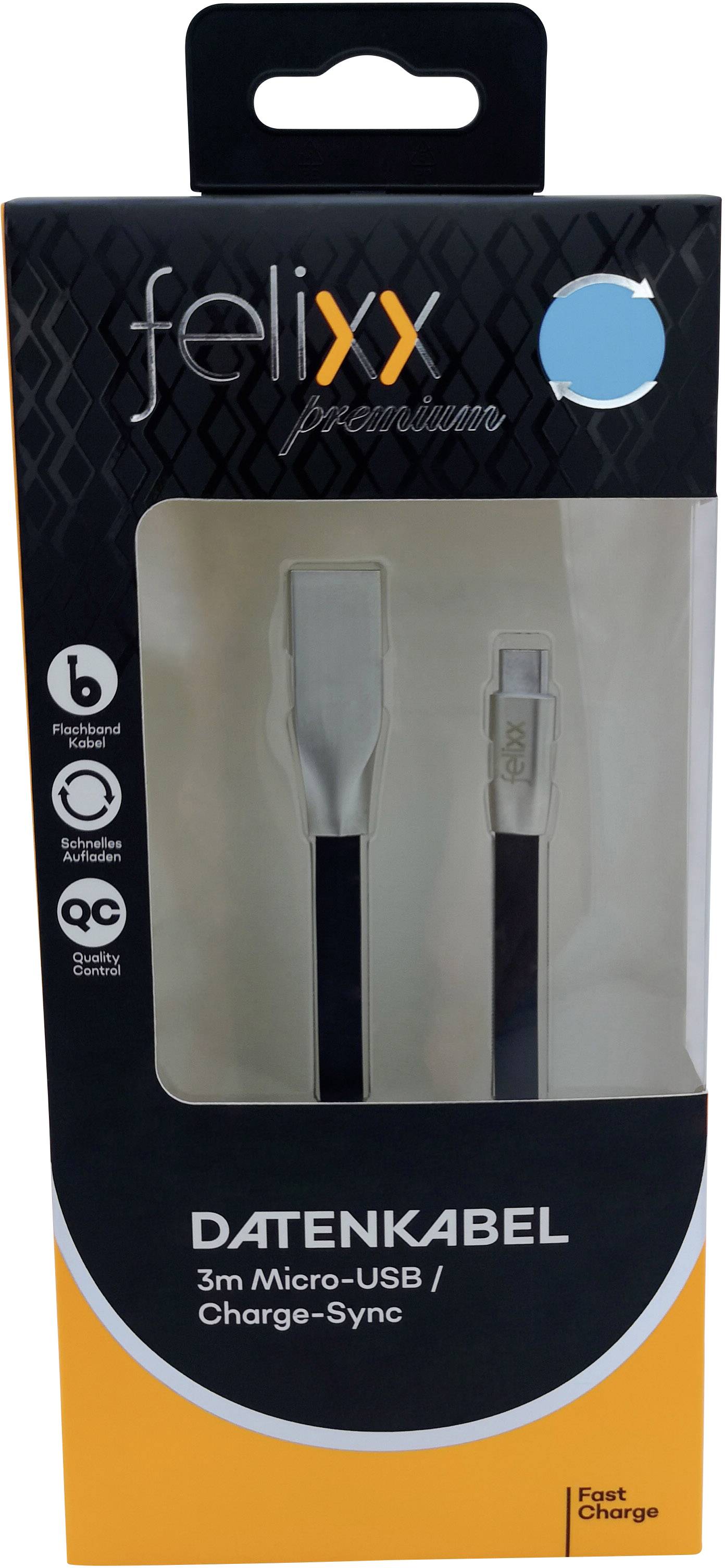 Felixx Premium de téléphone portable Cordon [1x USB mâle - 1x Micro USB mâle] 3.00 m