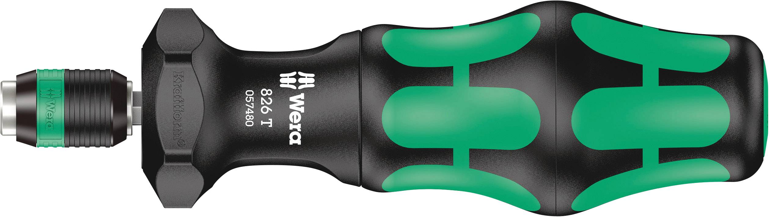 Poignée de tournevis 'Wera' au design ergonomique, noir avec des accents verts, adaptée à divers travaux de vissage.