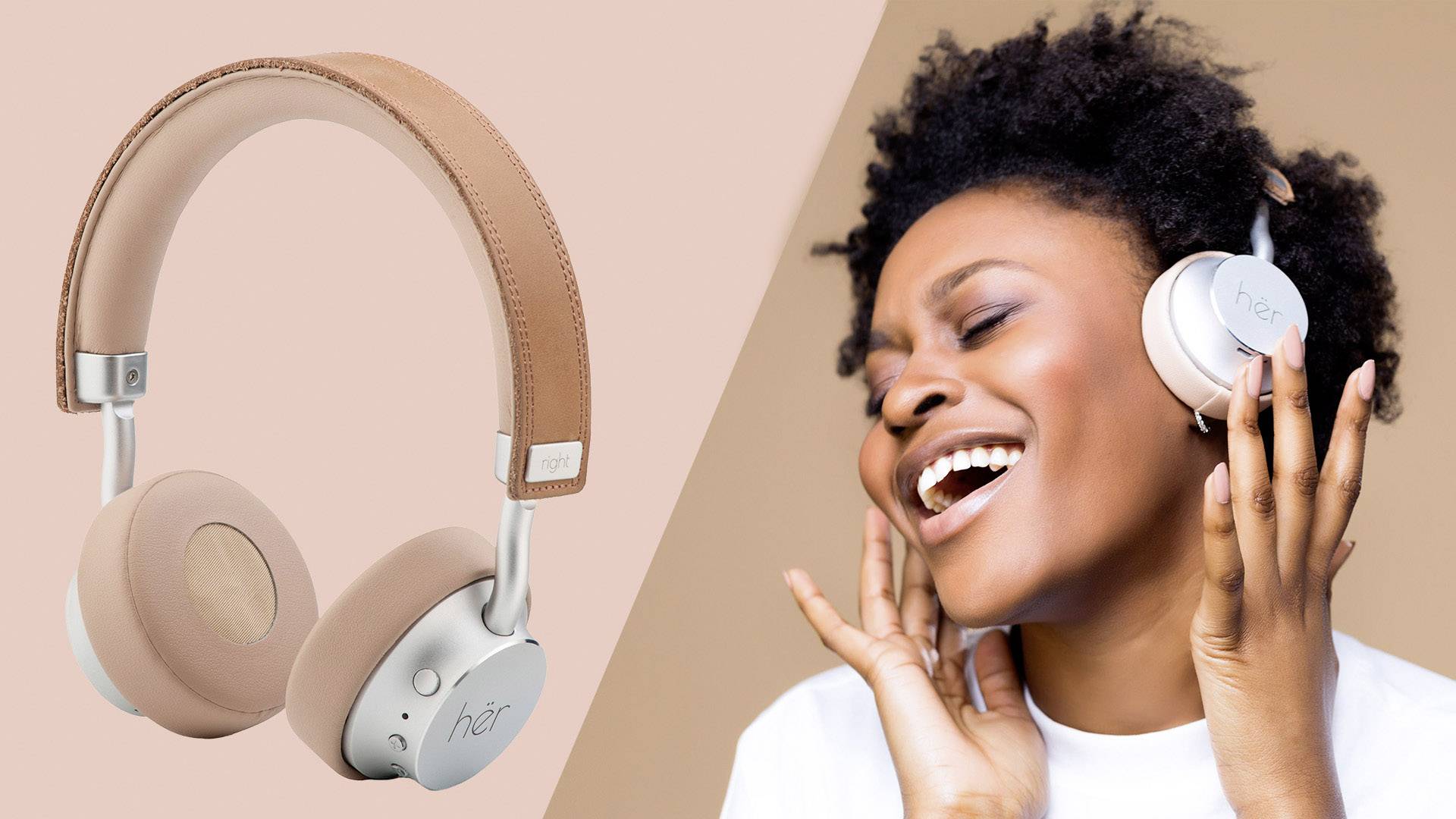 HER HF8 Micro-casque supra-auriculaire Bluetooth, filaire beige, argent volume réglable