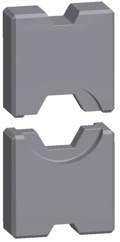 Deux pièces métalliques grises aux formes géométriques, conçues avec un design rectangulaire emboîtable, adaptées aux applications de construction ou de montage.