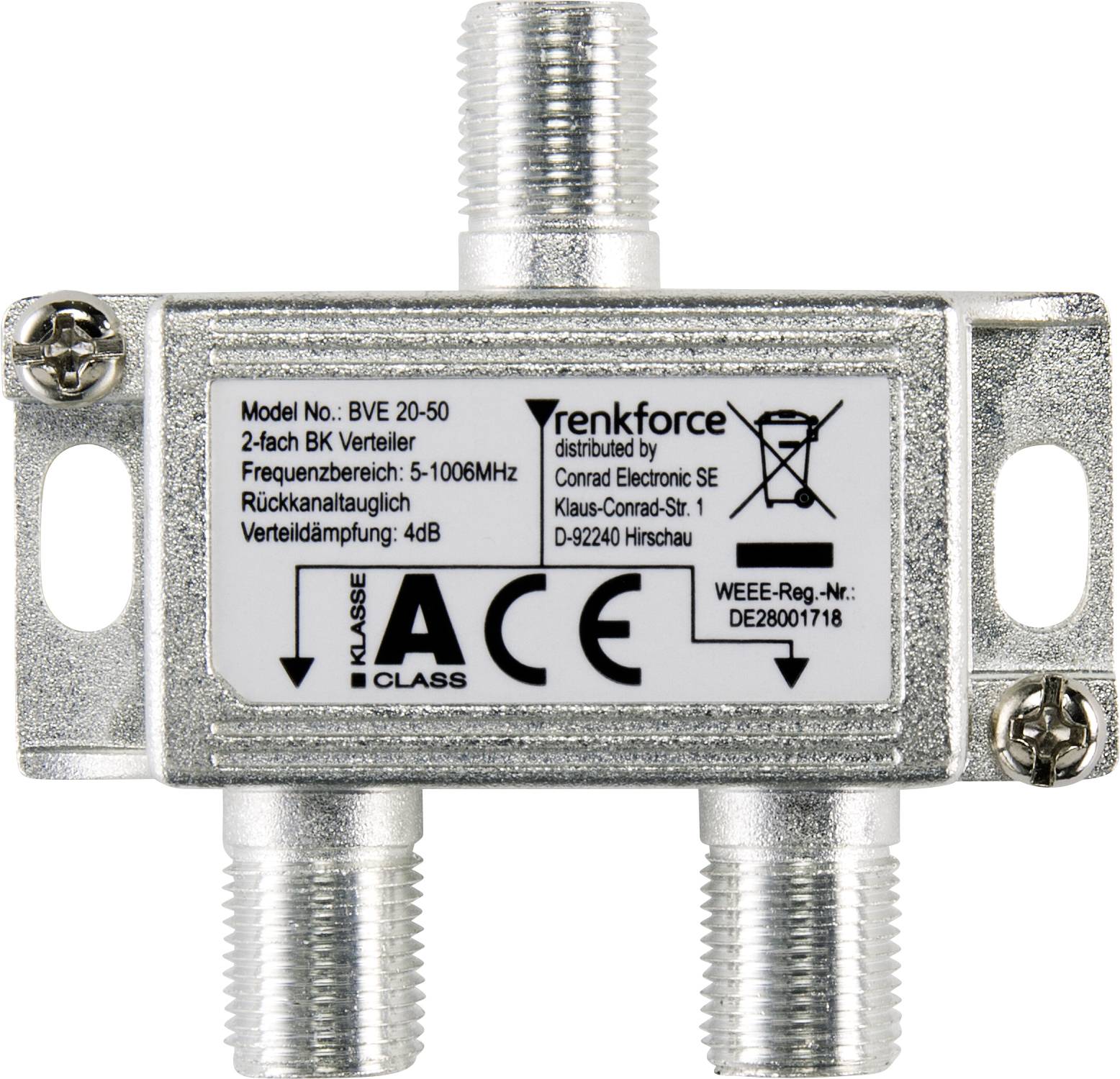 Renkforce Répartiteur TV câble 2 voies 5 - 1006 MHz