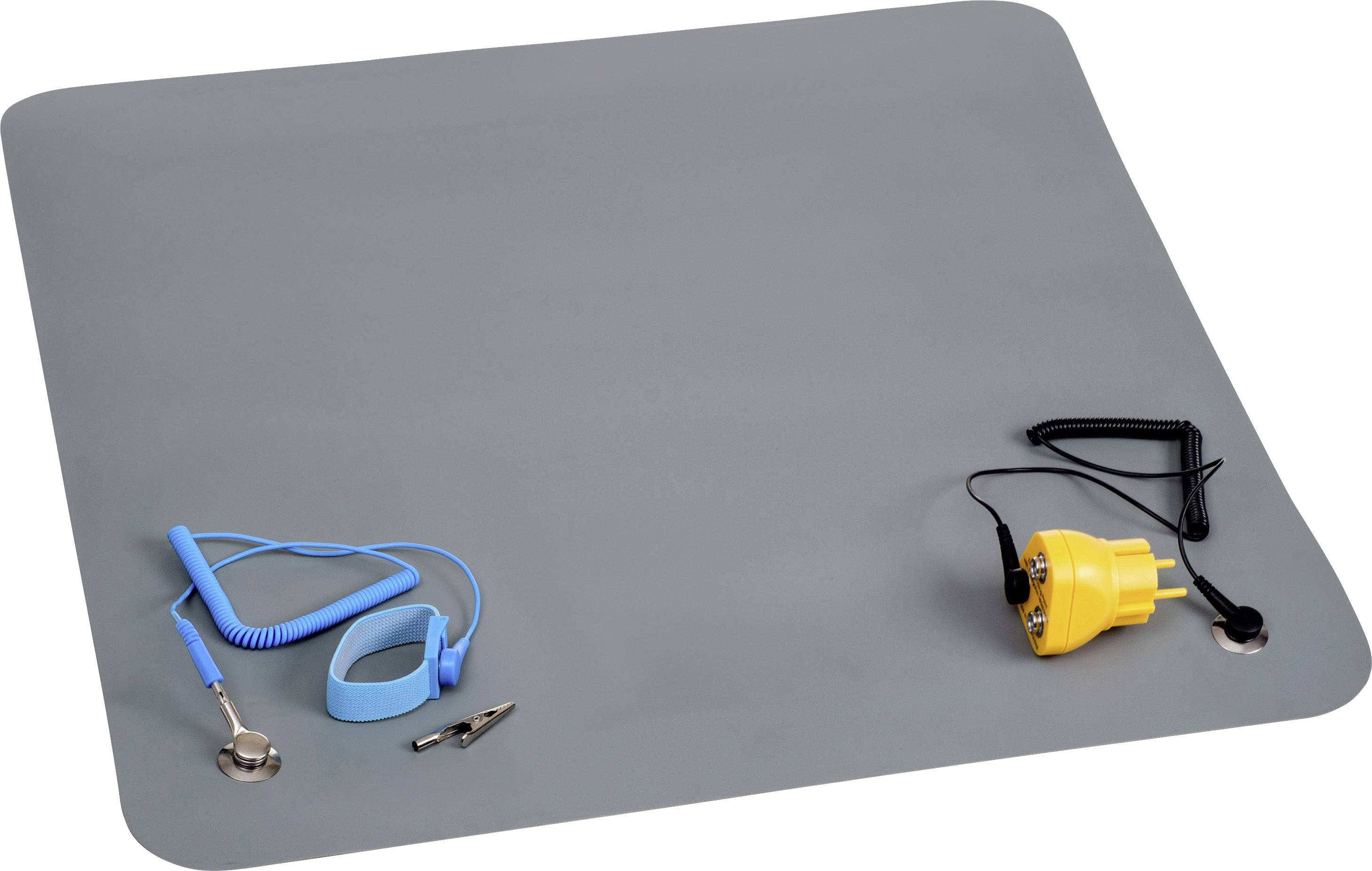 Quadrios Ensemble avec tapis antistatique (ESD) gris (L x l) 550 mm x 550 mm