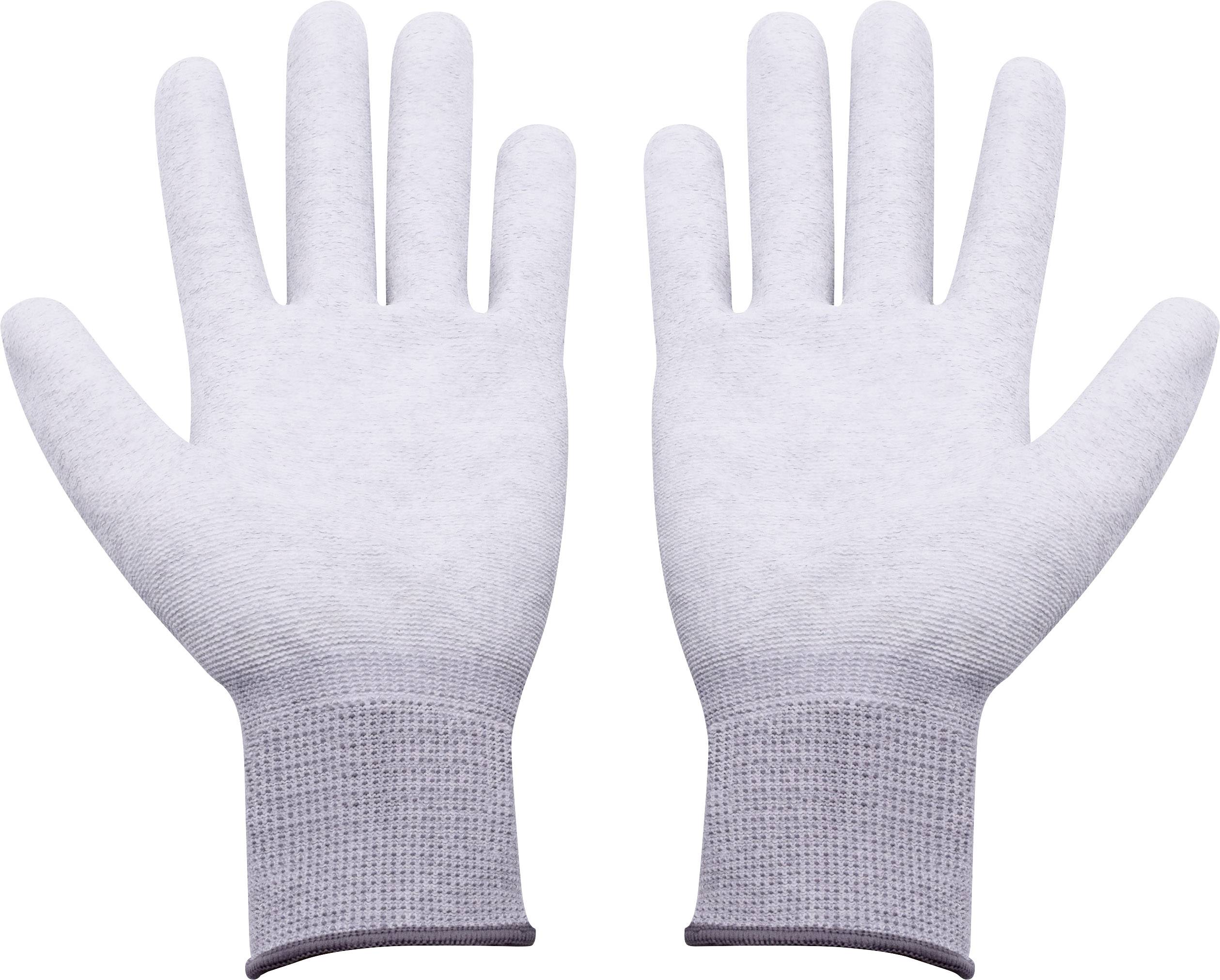 Deux gants blancs, posés à plat sur une surface. Ils sont fabriqués dans un matériau lisse, possiblement texturé.