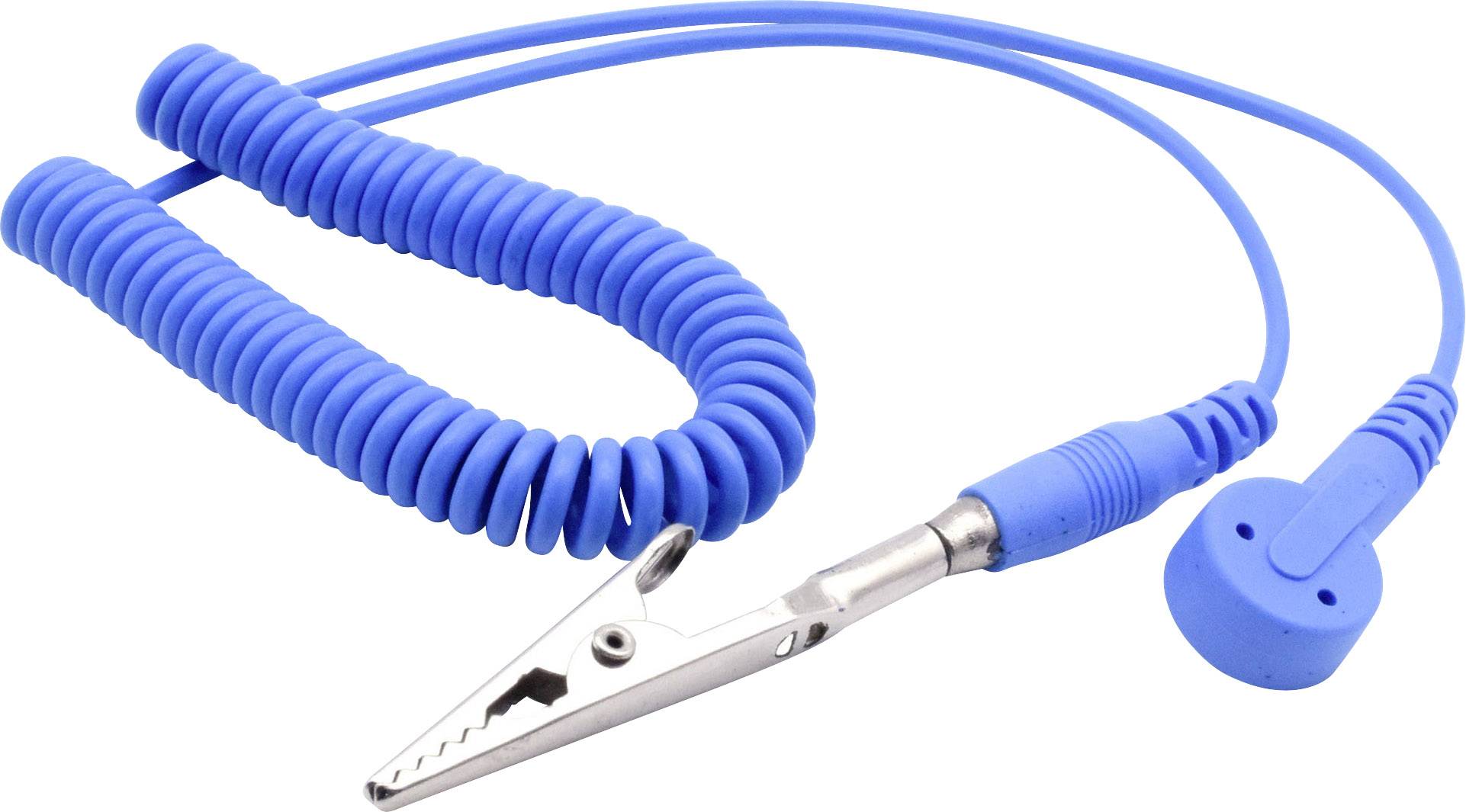 Quadrios Câble de mise à la terre antistatique (ESD) 1.80 m Pression mâle 10 mm, connecteur mâle, pince crocodile
