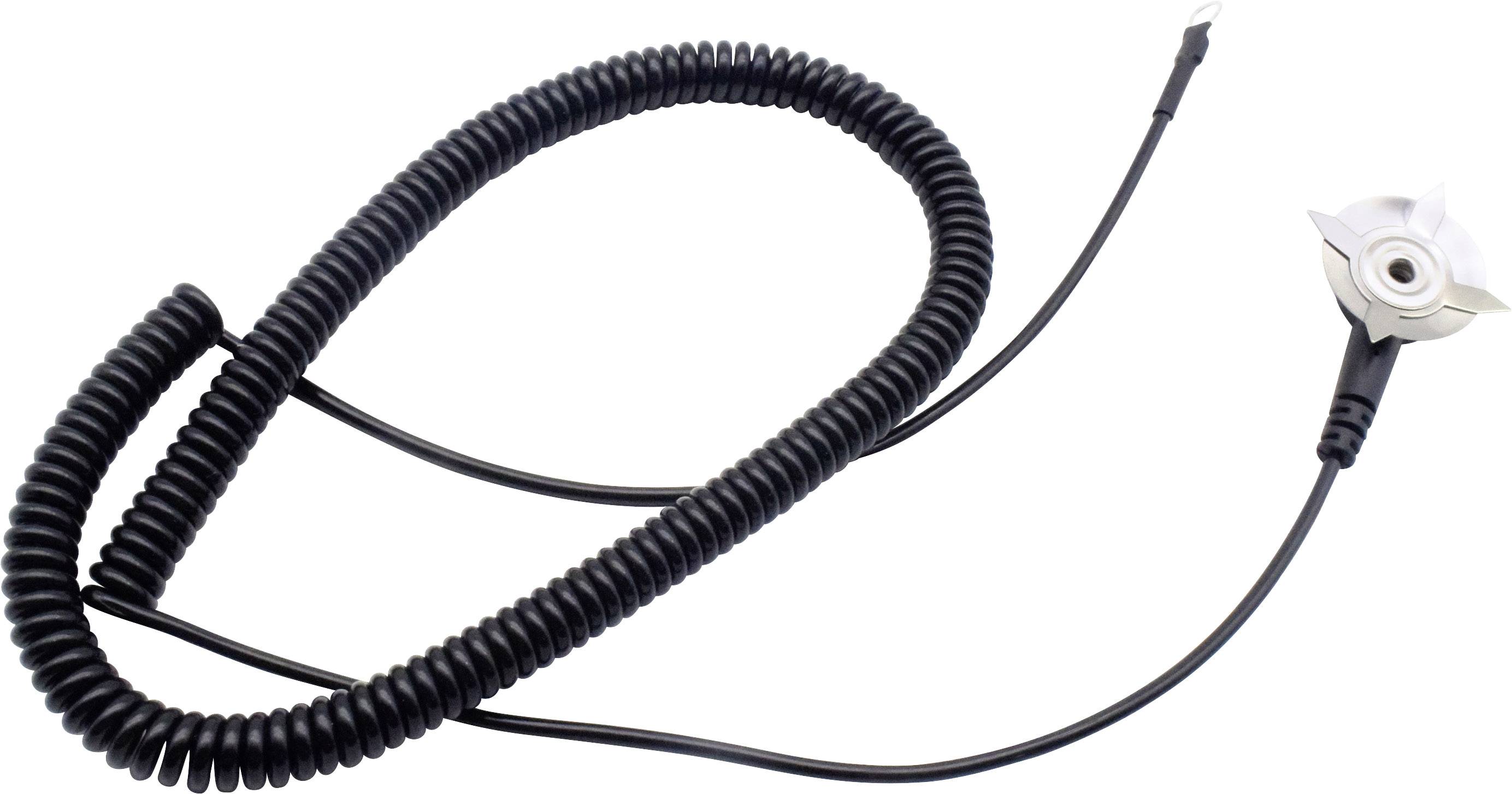 Quadrios Câble de mise à la terre antistatique (ESD) 3.00 m borne, Pression mâle 10 mm, borne à cosse de câble en anneau