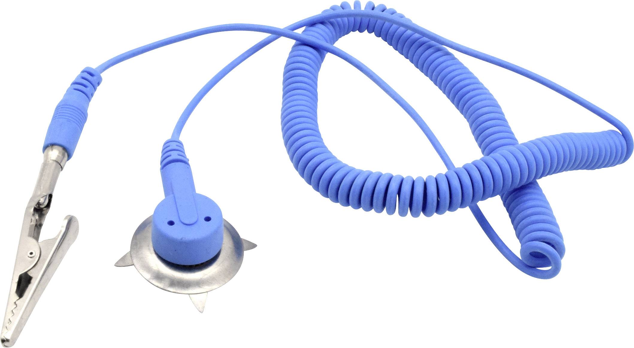 Quadrios Câble de mise à la terre antistatique (ESD) 1.80 m borne, Pression mâle 10 mm, connecteur mâle, pince crocodile