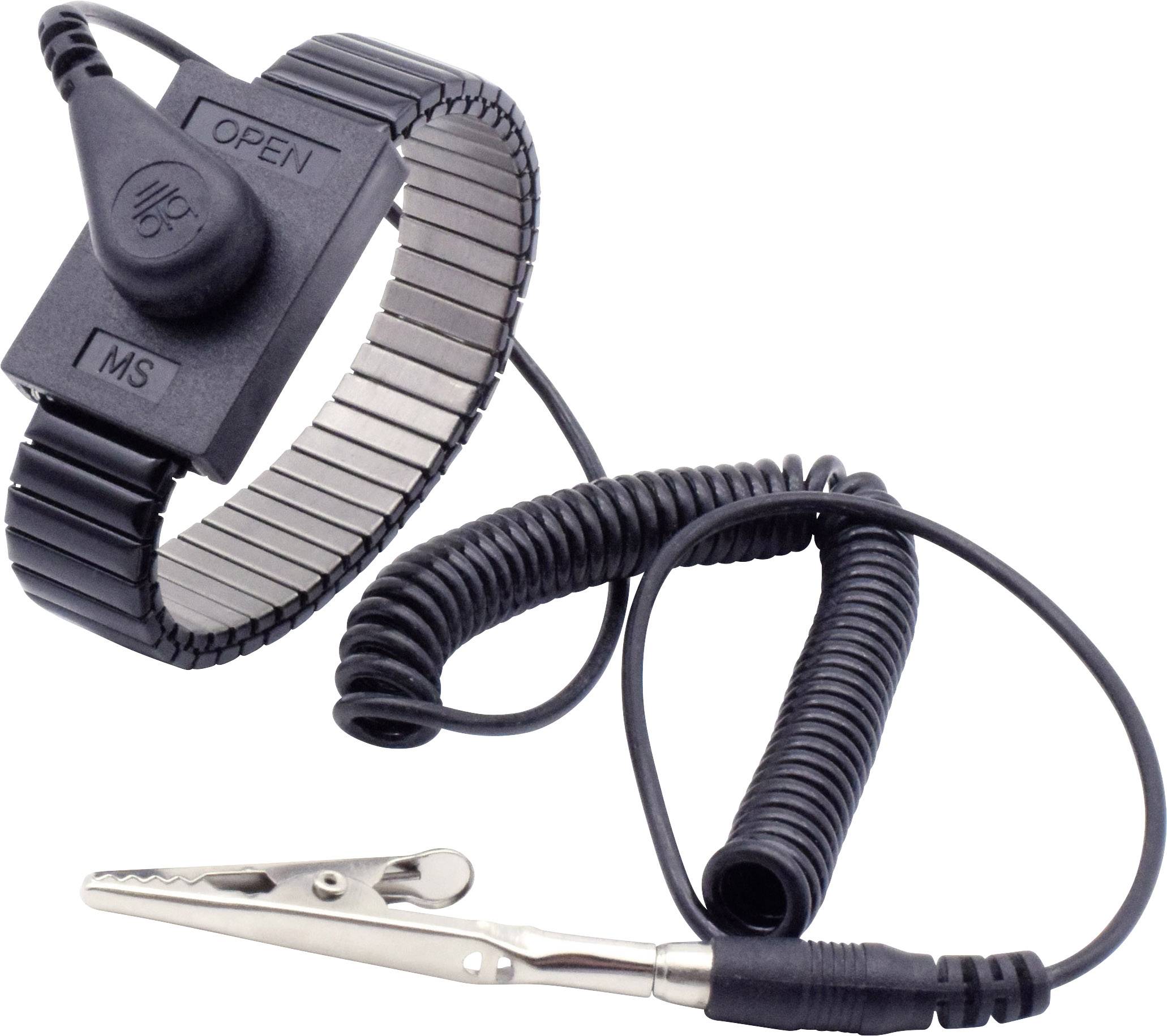 Quadrios Bracelet antistatique (ESD) noir Bouton-pression 4 mm