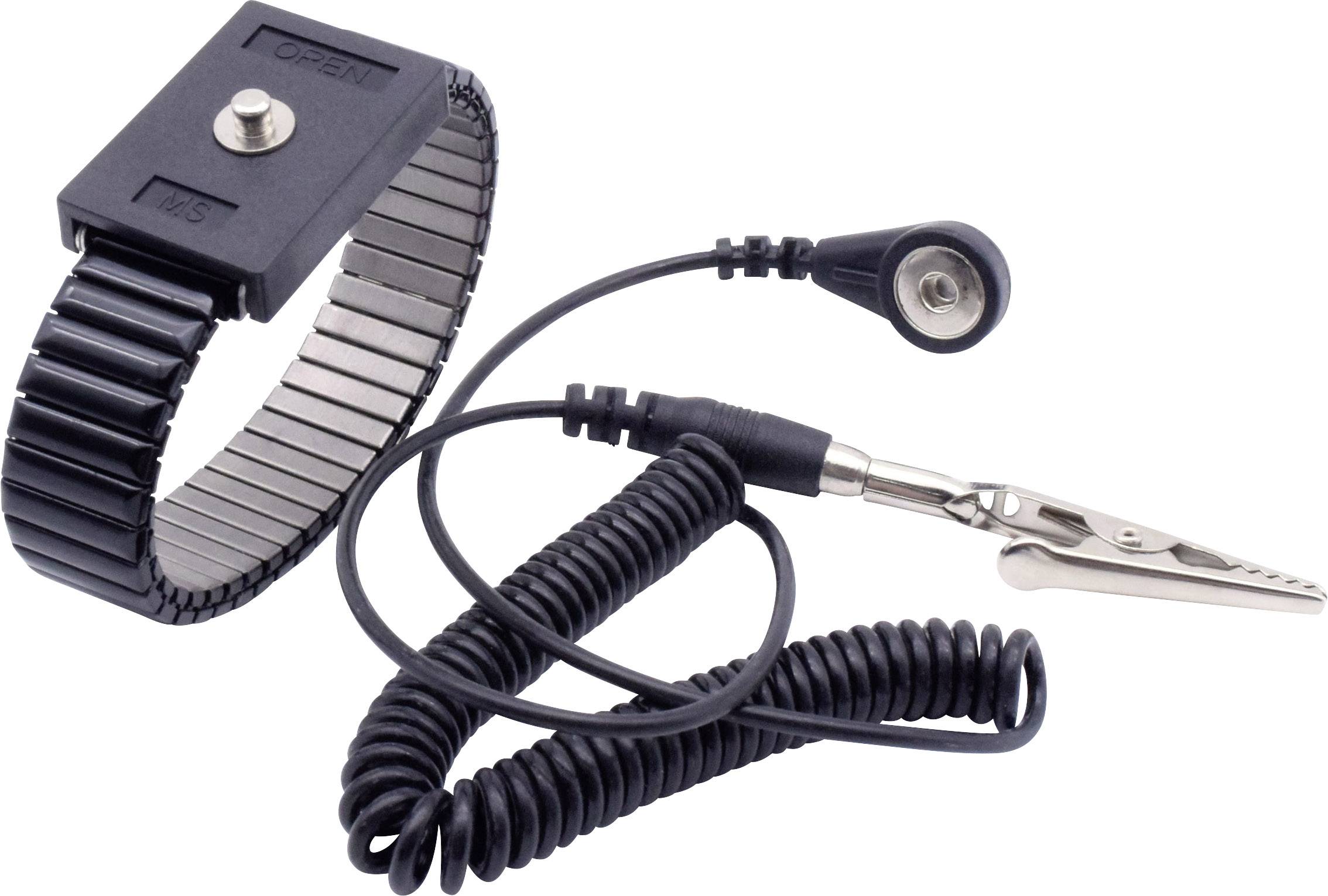 Quadrios Bracelet antistatique (ESD) noir Bouton-pression 4 mm