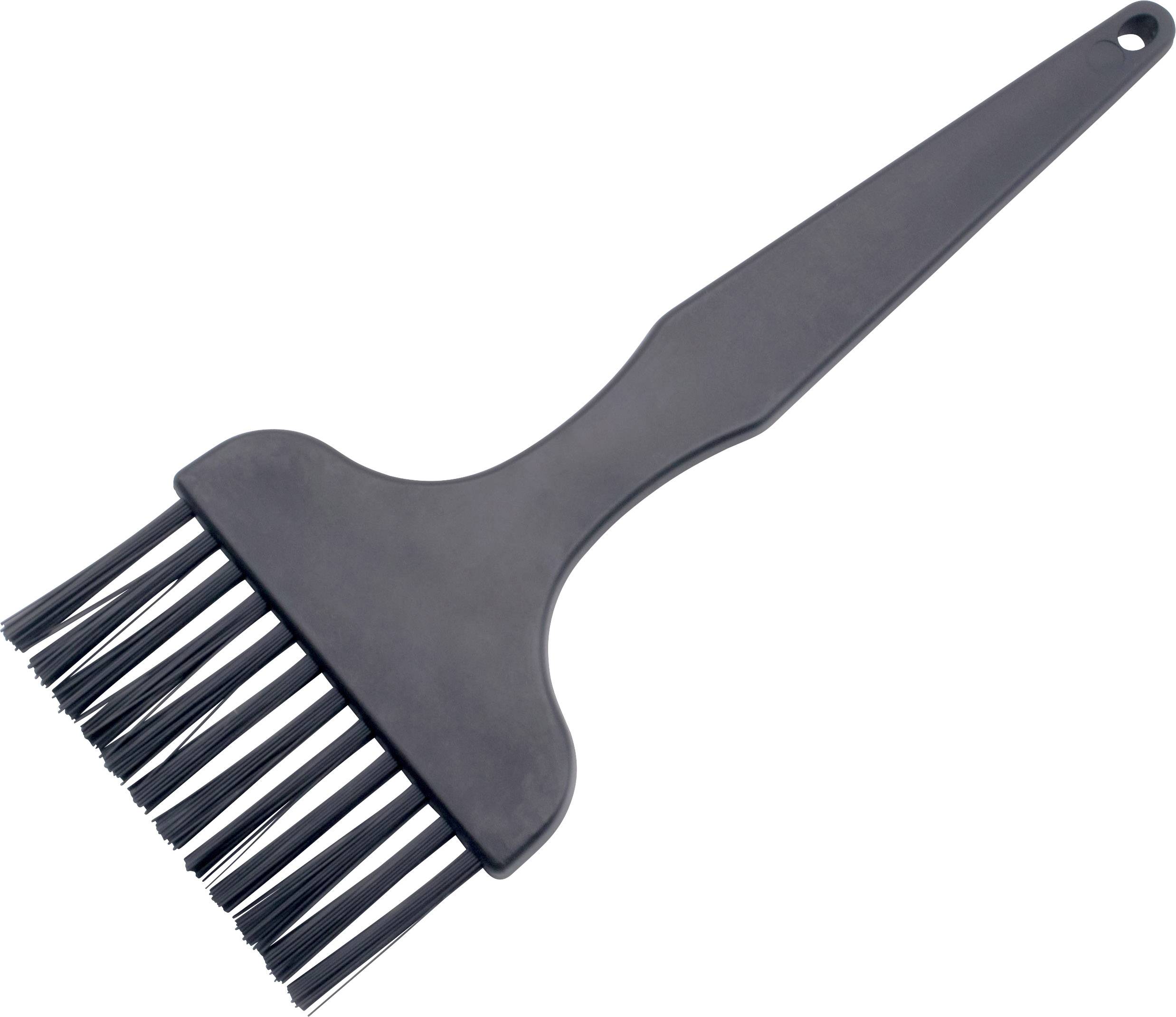 Un pinceau de cuisine noir avec manche en plastique et poils.