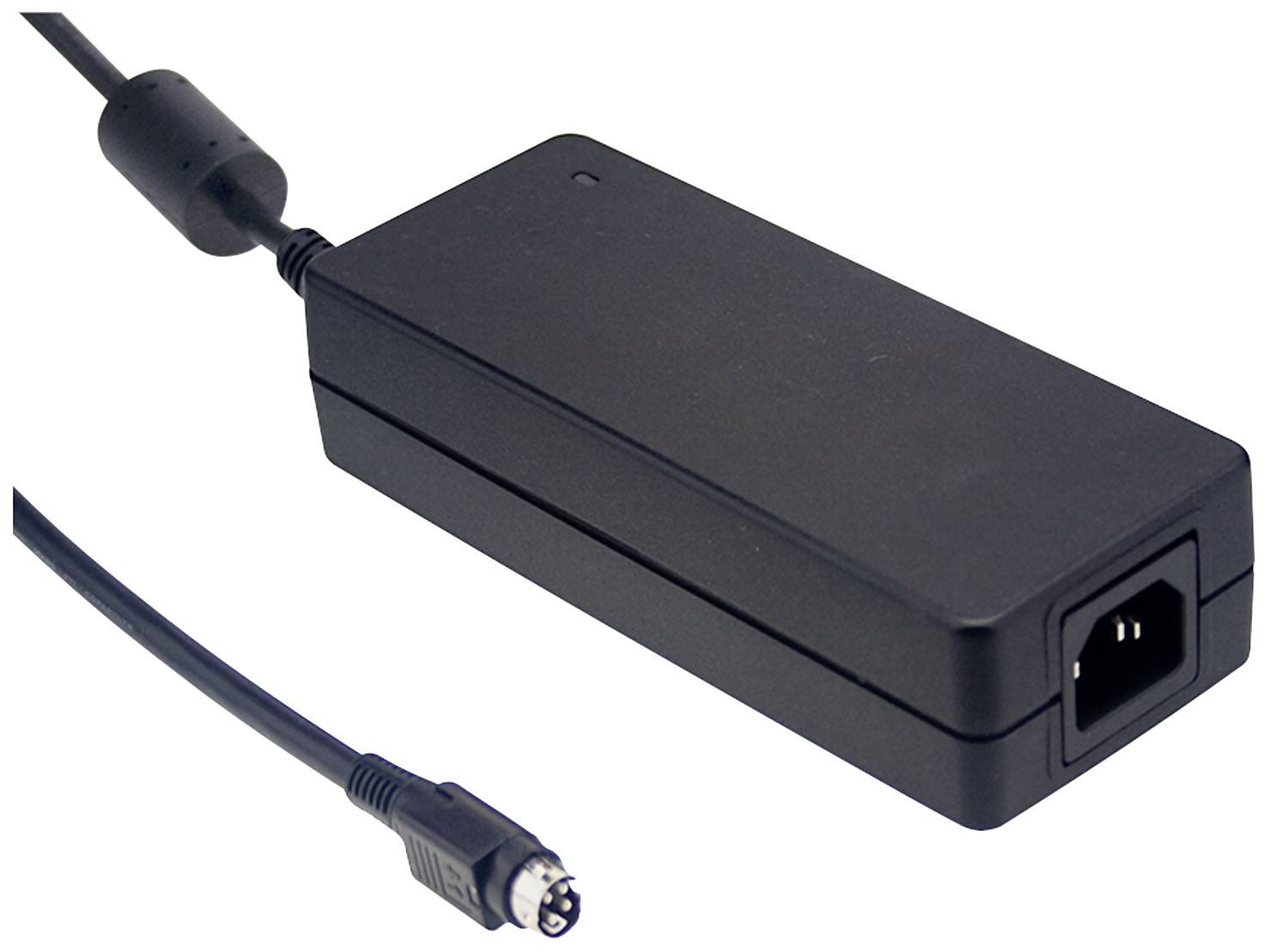 Bloc d'alimentation noir avec câble amovible, adapté pour charger des appareils électroniques.
