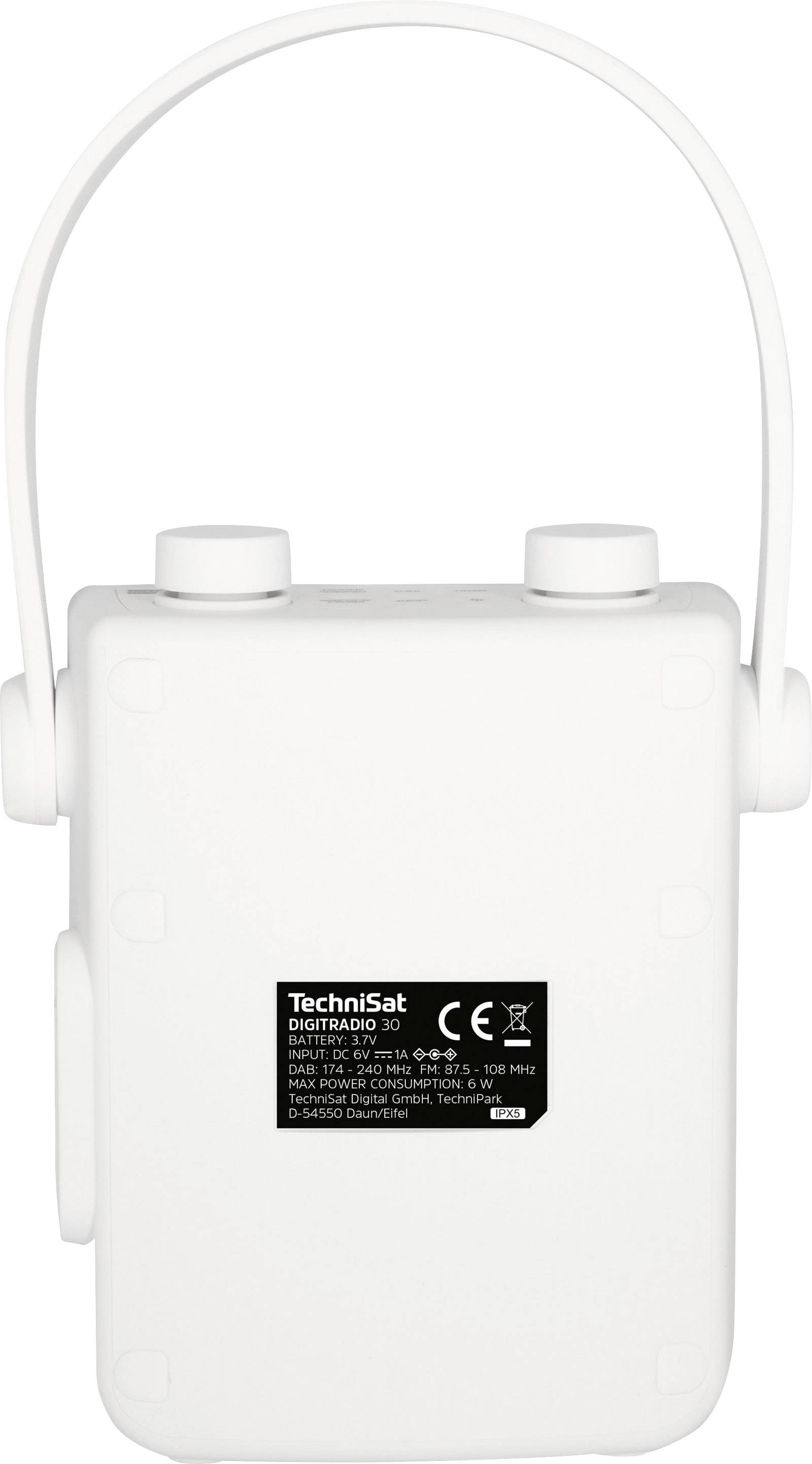 TechniSat DIGITRADIO 30 Radio de poche DAB+, FM, DAB Bluetooth étanche à l'eau blanc