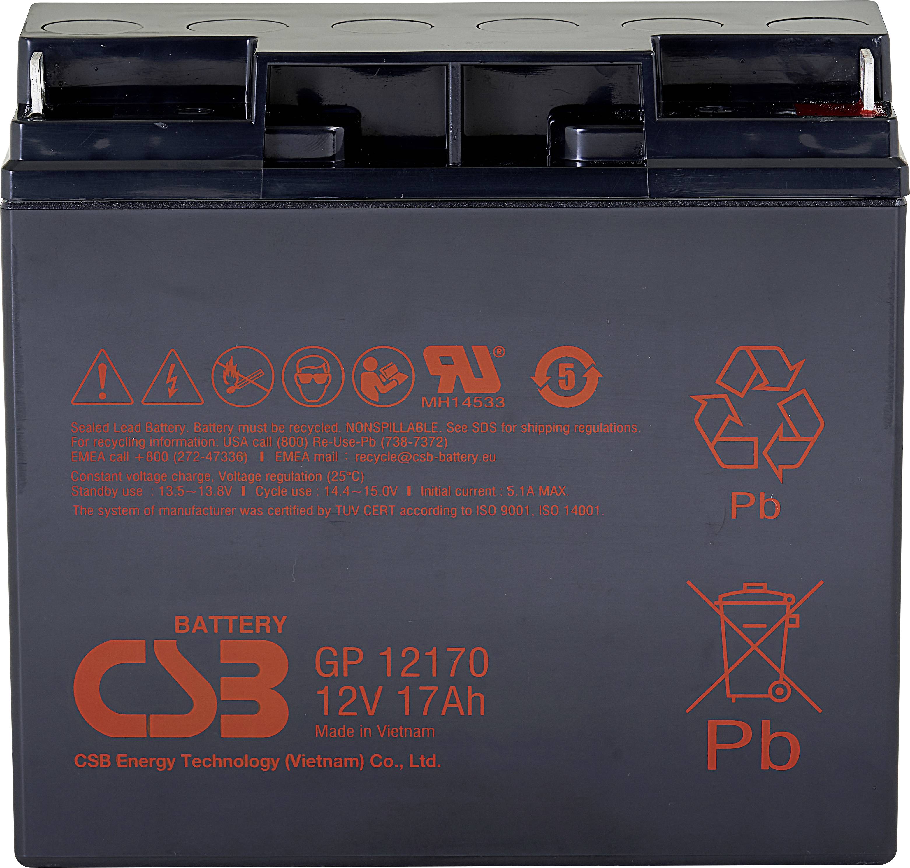CSB Battery GP 12170 Standby USV GP12170I1 Batterie au plomb 12 V 17 Ah plomb (AGM) (l x H x P) 181 x 167 x 76 mm raccord à vis