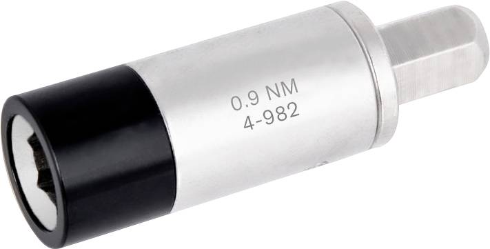 Un outil de limitation de couple portant la marque '0.9 NM 4-982' avec un corps cylindrique noir et argenté et une tête hexagonale.