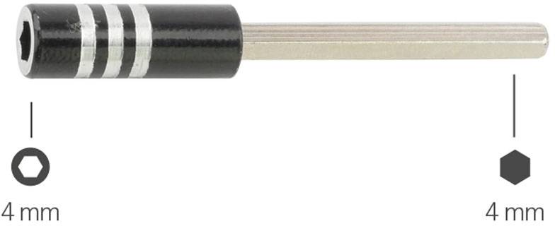 Embout de bits, six pans de 4 mm et diamètre extérieur de 4 mm, avec marquage noir.