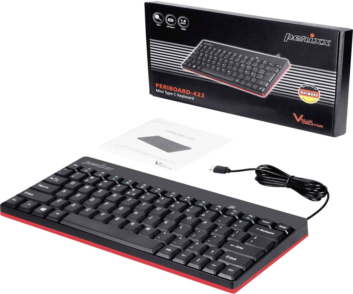 Perixx USB Clavier allemand, QWERTZ noir port USB