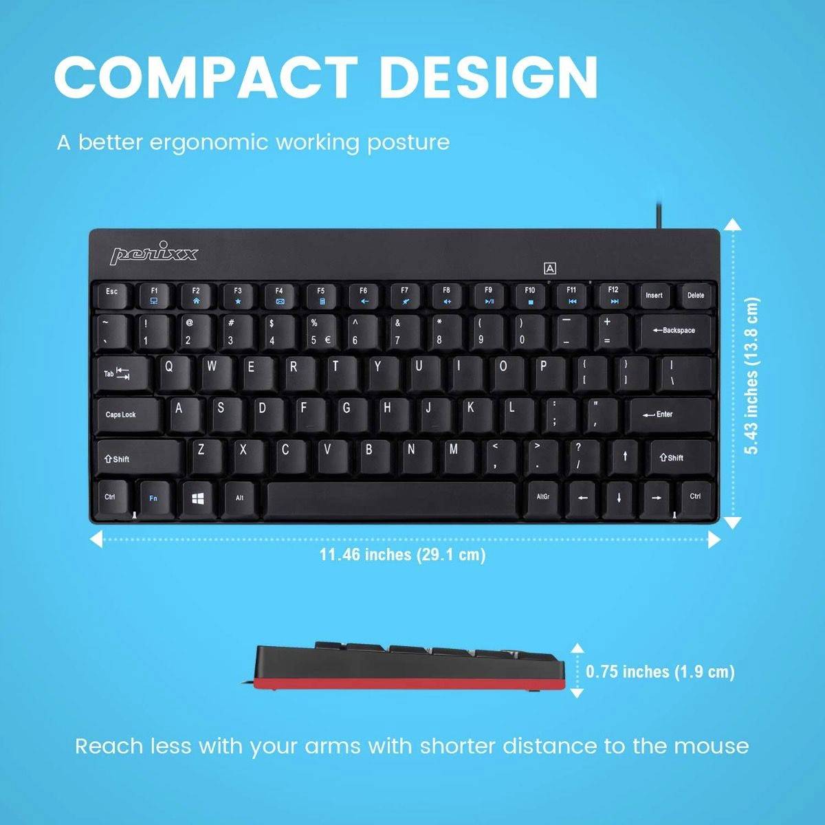 Perixx USB Clavier allemand, QWERTZ noir port USB