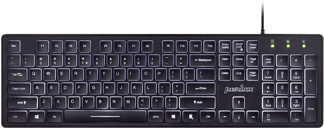 Perixx PERIBOARD-317 DE B filaire Clavier allemand, QWERTZ noir éclairé