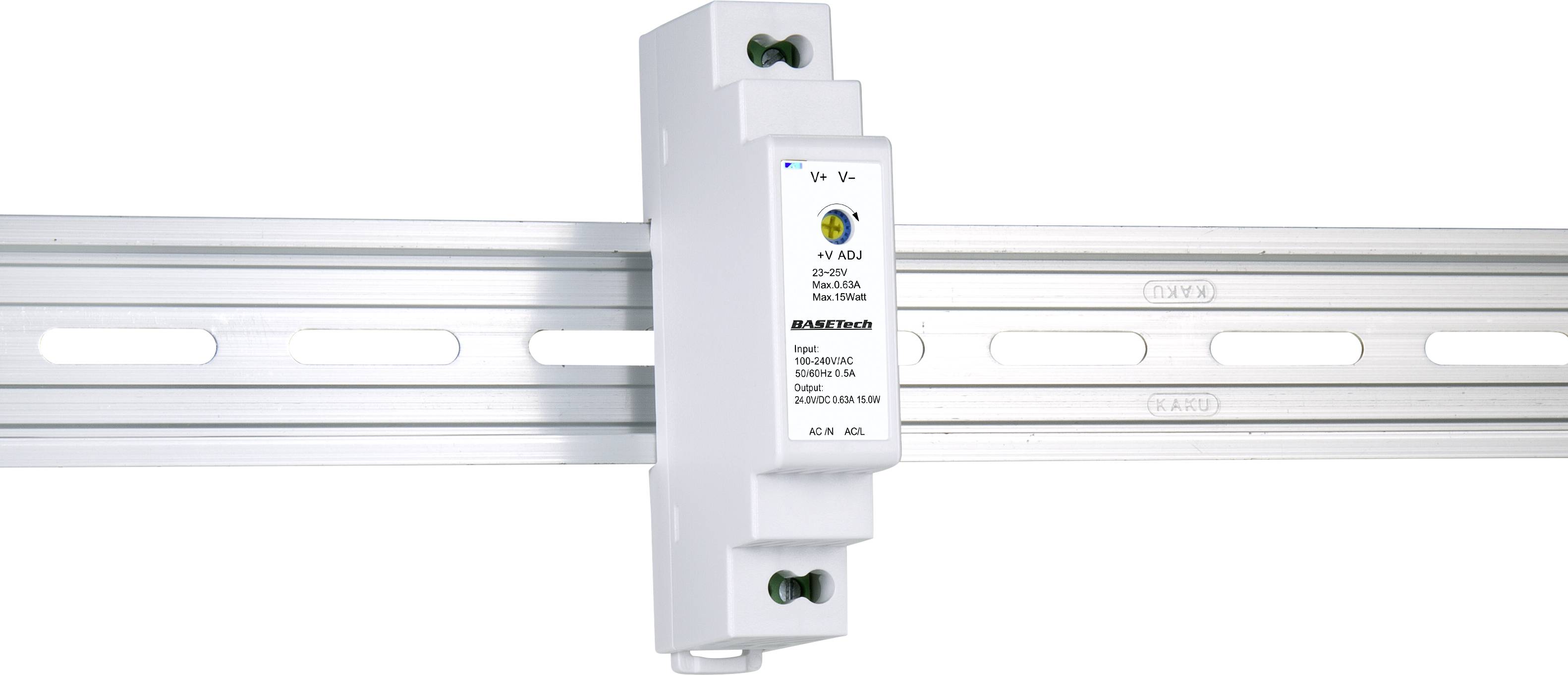 Basetech BT-2250248 Alimentation rail DIN 24 V 0.63 A 15 W Nbr. de sorties:1 x Contenu 1 pc(s)