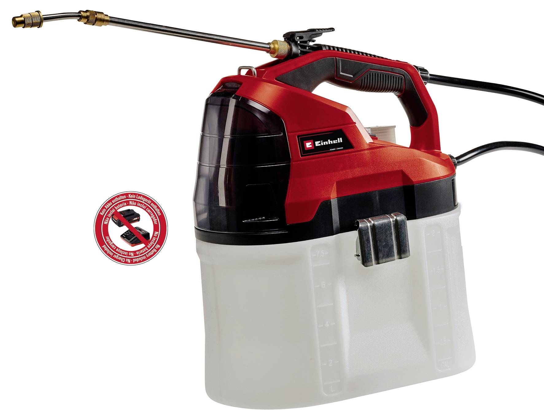 Un nettoyeur haute pression portable rouge avec une poignée ergonomique et des pièces individuelles en laiton. Logo de la marque visible sur le côté.