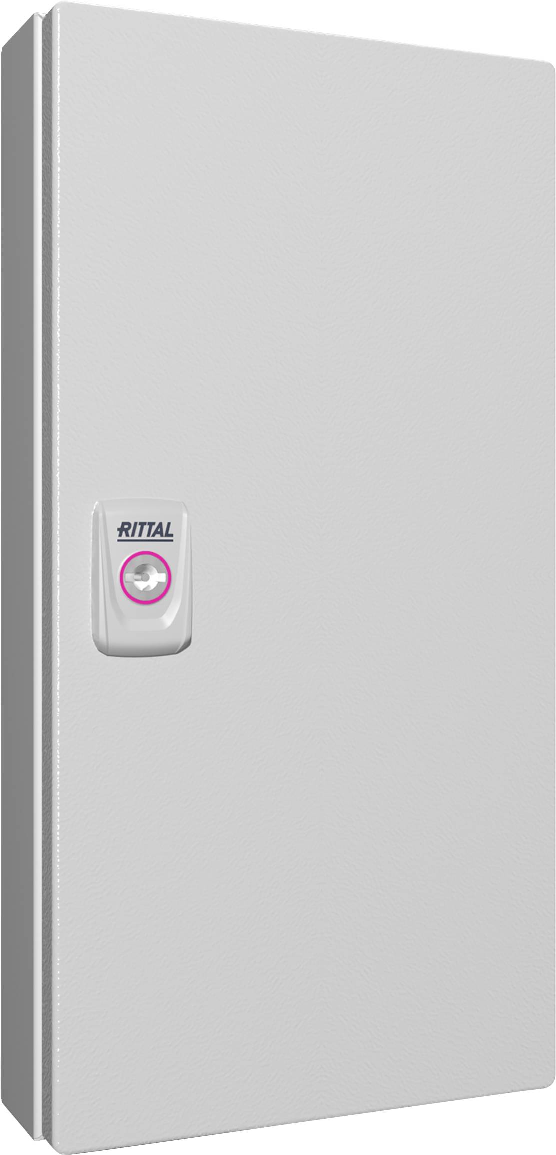 Boîtier de commande avec boîtier métallique et logo Rittal sur la poignée, destiné à loger en toute sécurité des composants électriques.