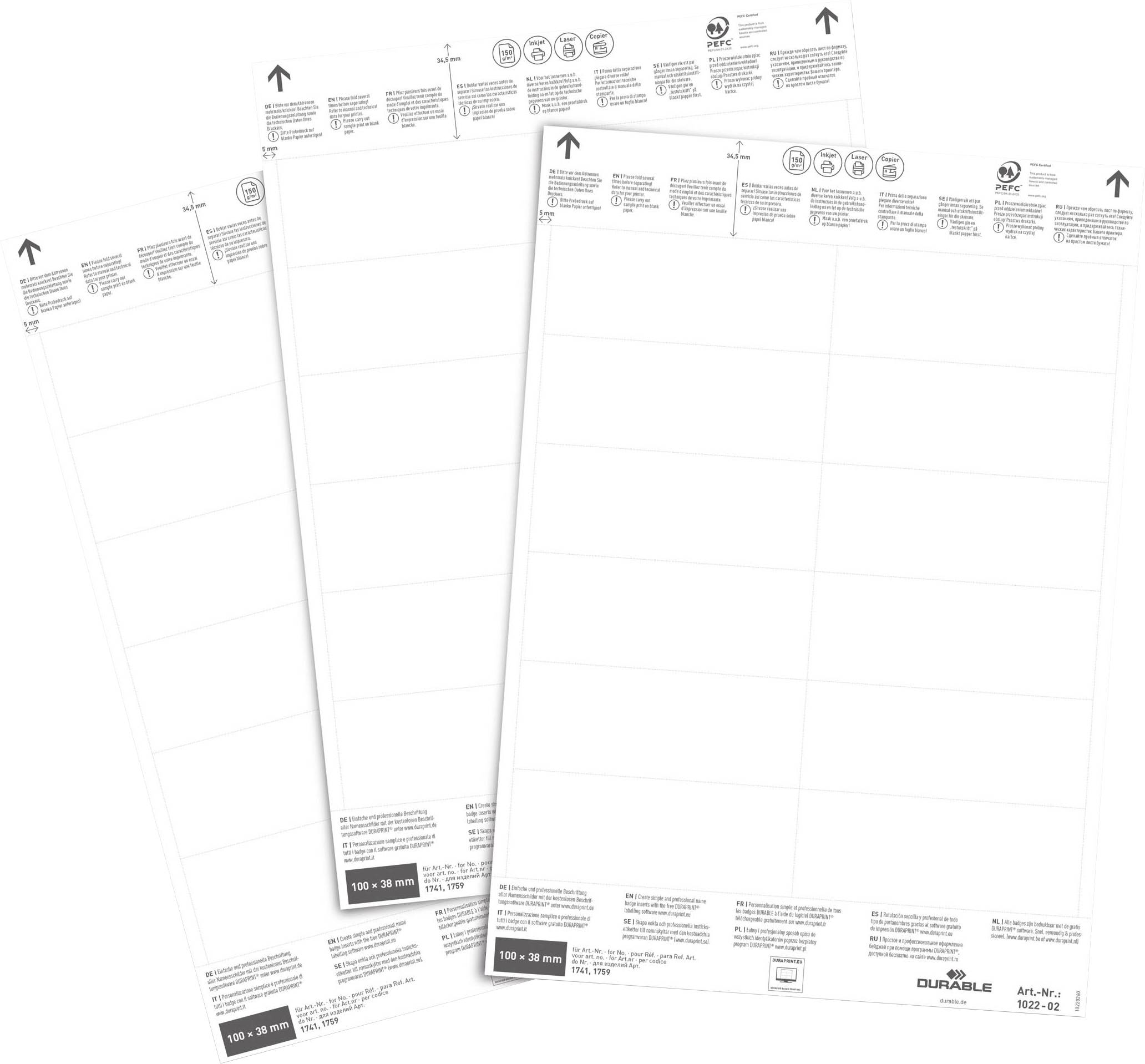 Feuilles avec étiquettes enfichables (l x H) 100 mm x 38 mm 240 pc(s)