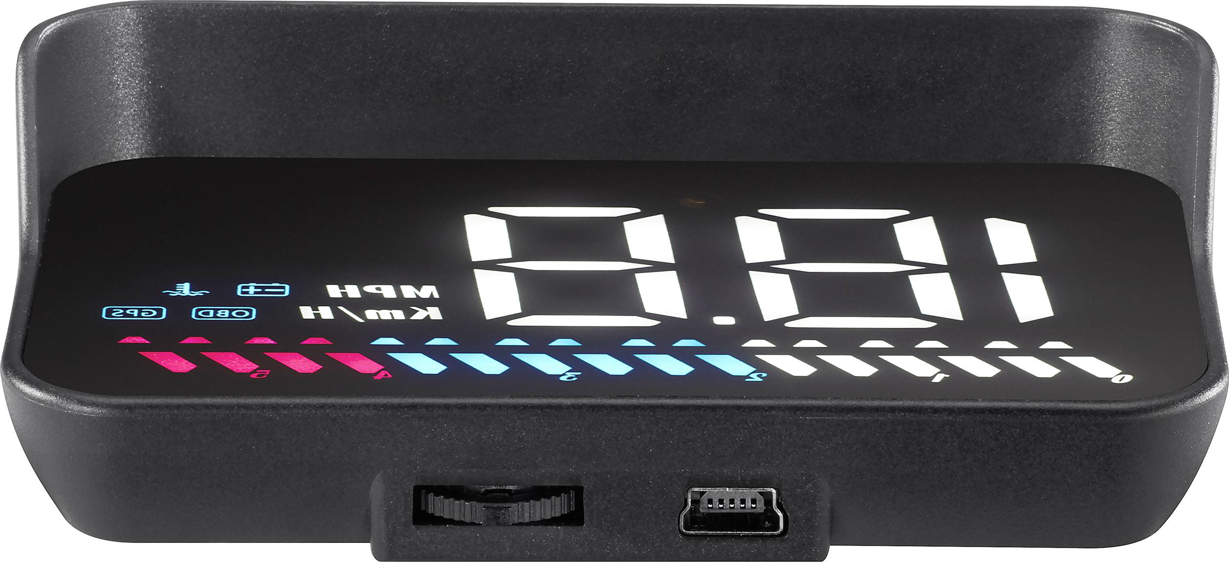L'affichage numérique indique '0.0' pour la pression des pneus en PSI. En dessous se trouvent un port USB et une molette de réglage.