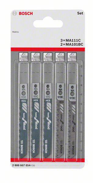 Bosch Accessories 2608667854 SET de lames de scie sauteuse Wood, 5 pièces, tige Makita 5 pc(s)