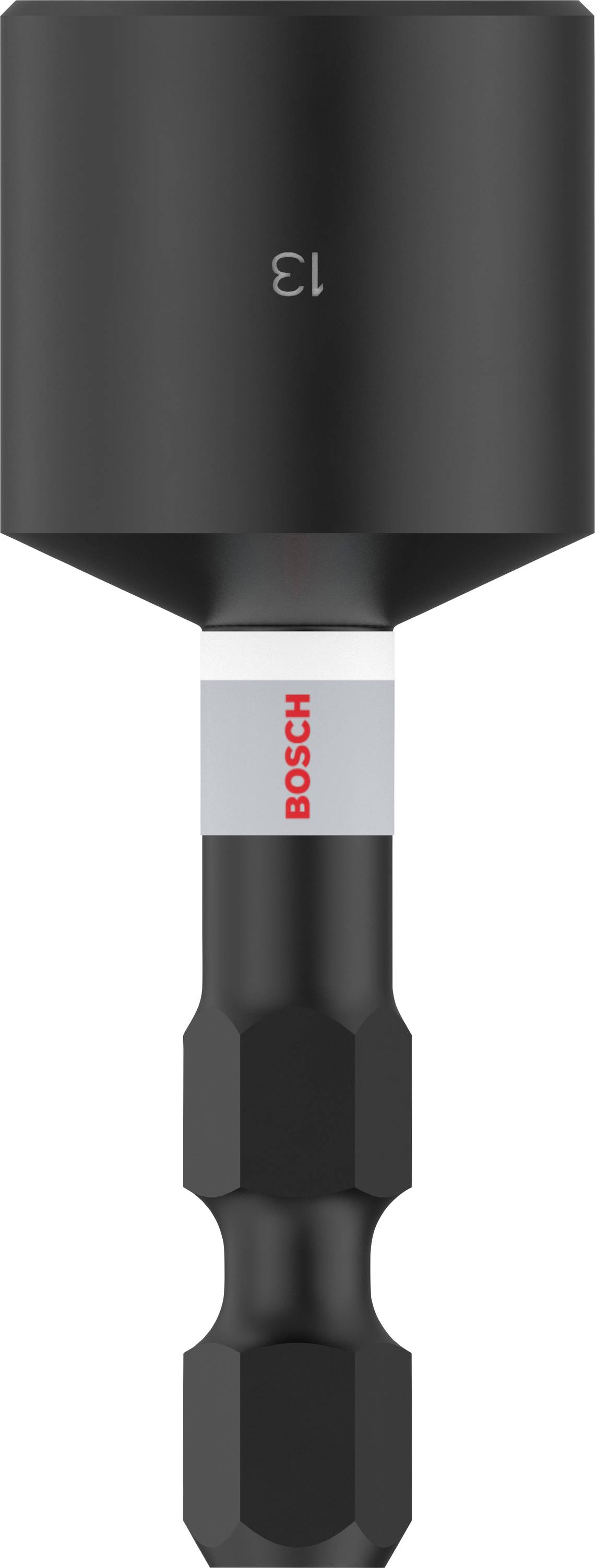 Porte-embouts avec pointe magnétique, design noir et argenté, marque Bosch. Idéal pour les travaux de précision et le changement rapide d'embouts.