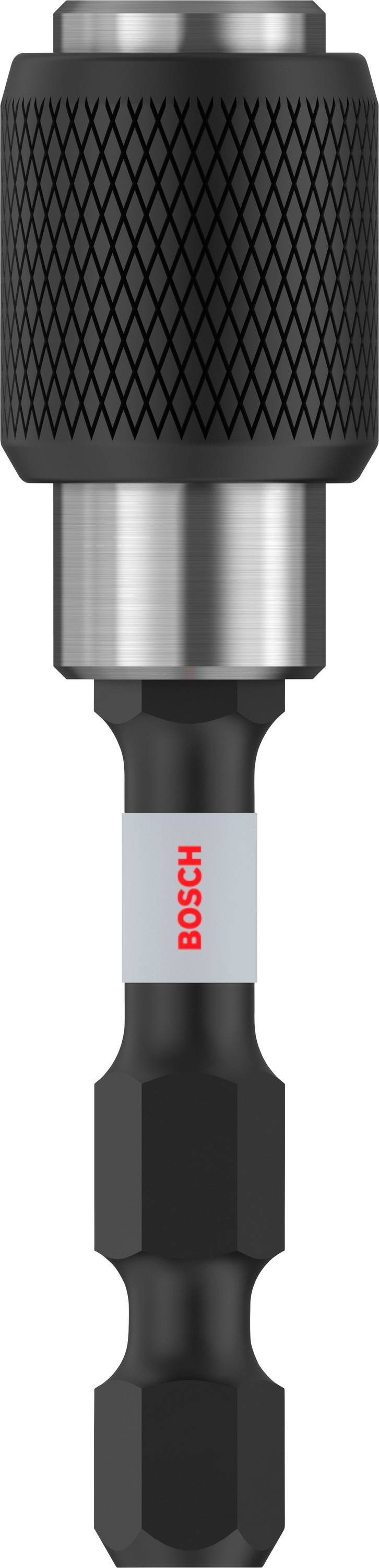 Un porte-embout avec une poignée antidérapante et un embout hexagonal. La marque 'Bosch' est visible sur la tige.