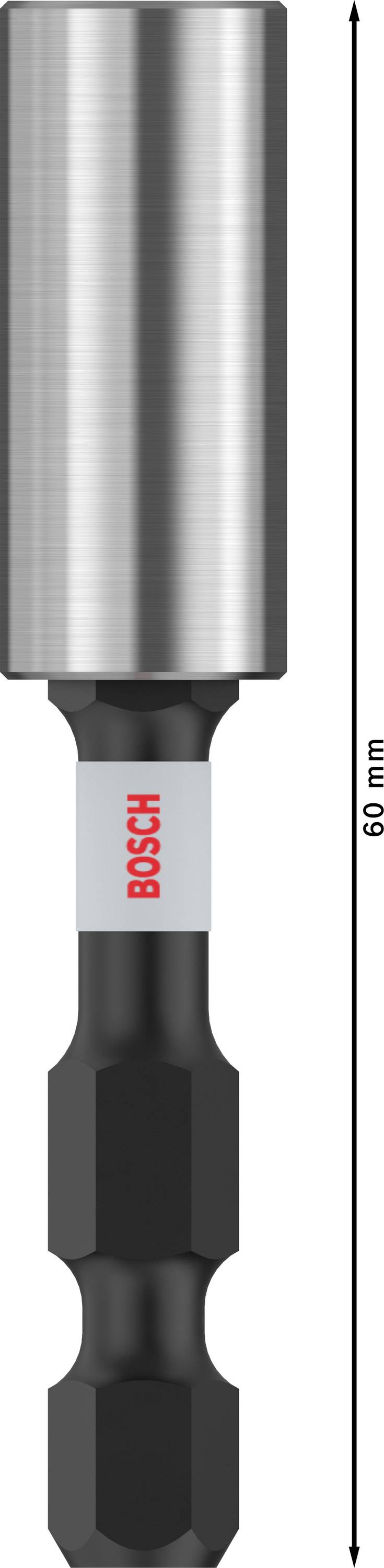 Embout de vissage avec manche gris et inscription rouge, longueur totale 60 mm.