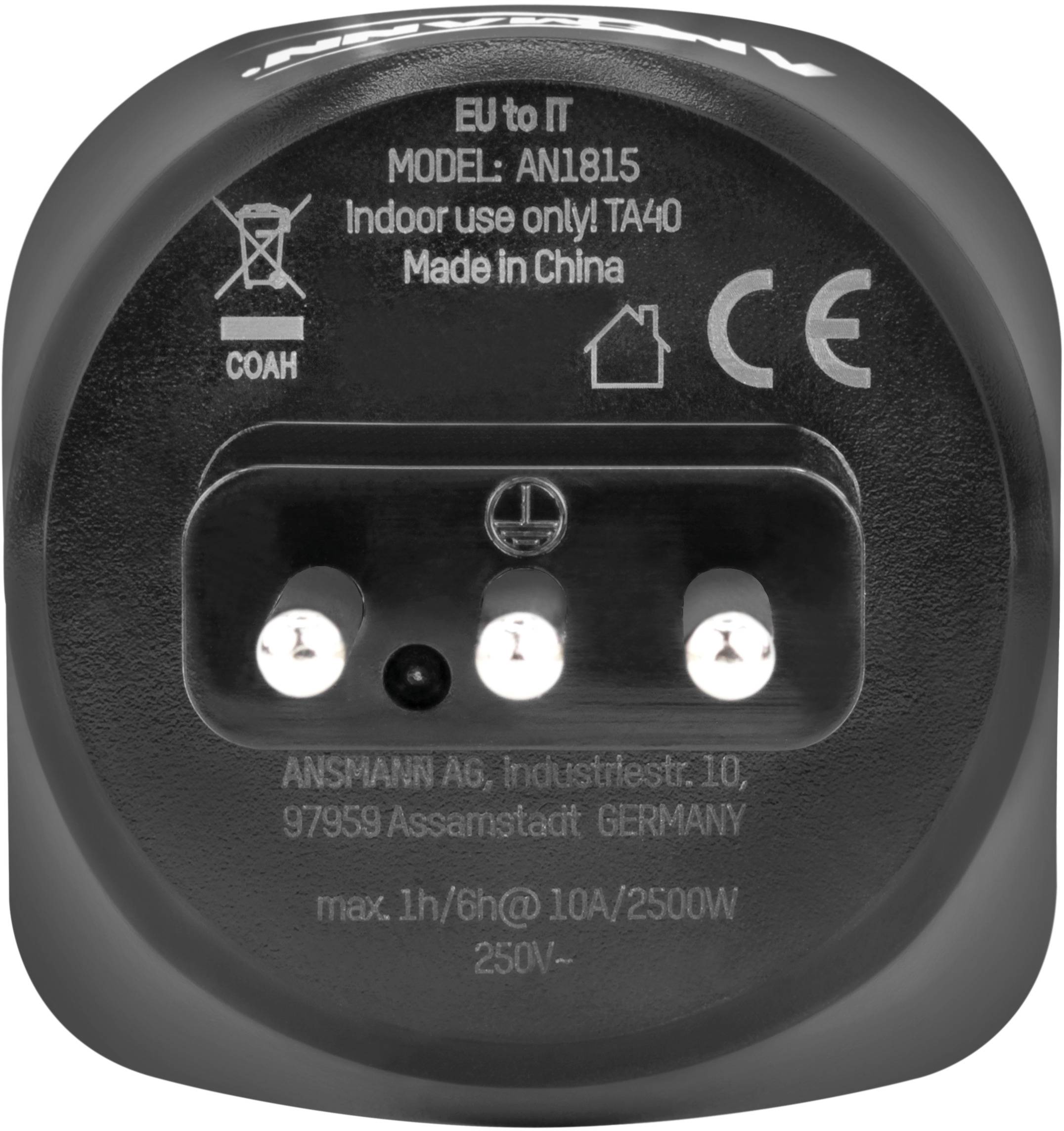 Ansmann 1250-0035 Adaptateur de voyage EU to IT