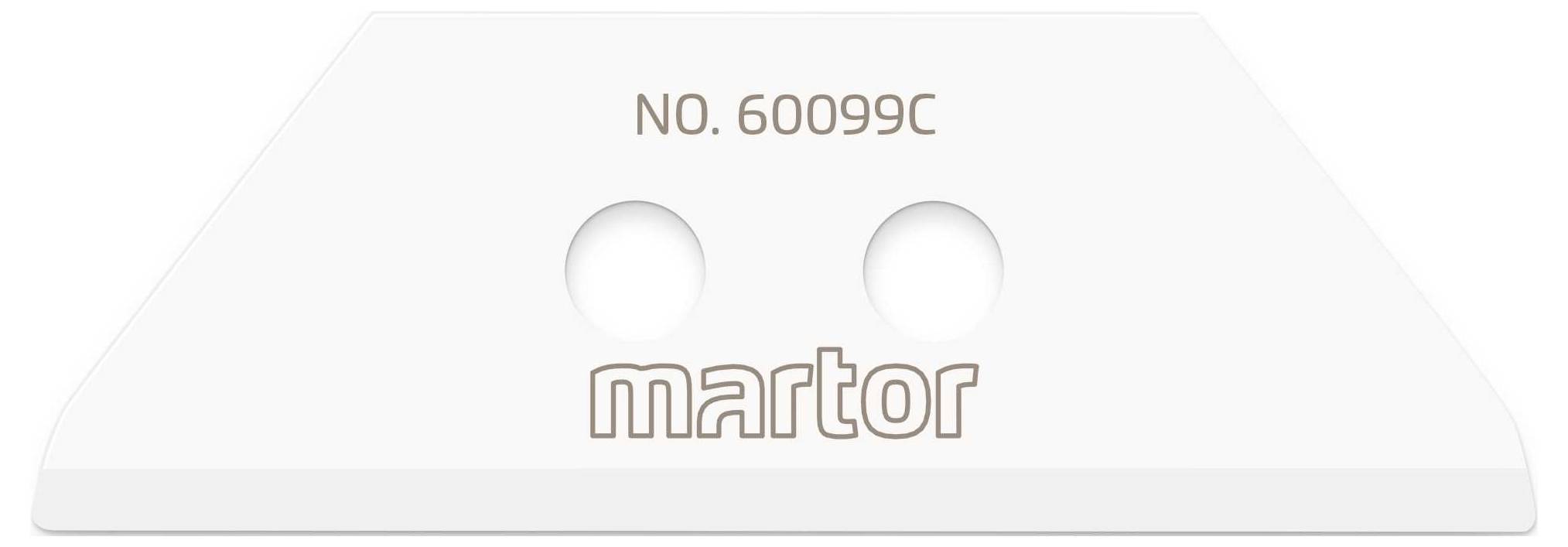 Lame de trapèze plate avec deux trous, imprimée avec 'No. 60099C' et 'martor' au centre.