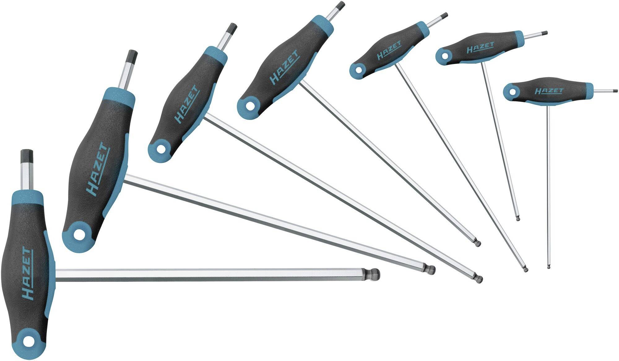 Ensemble de sept outils à poignée en T de différentes tailles, adaptés aux travaux de vissage, avec des poignées ergonomiques et des embouts métalliques.