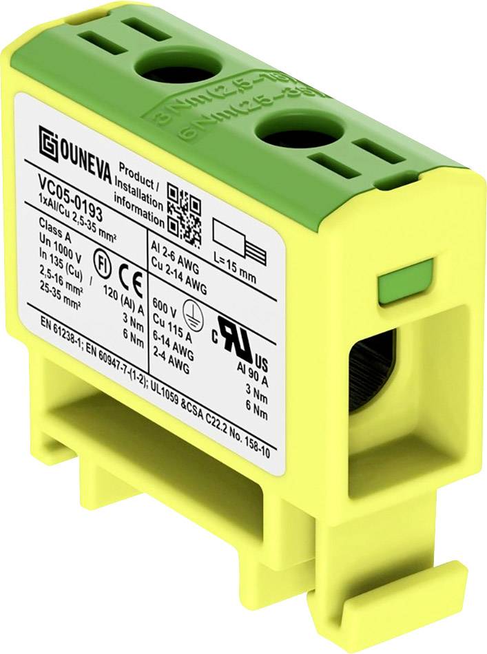Ouneva Group VC05-0193 Bloc de distribution raccord à vis jaune-vert 1 pc(s)
