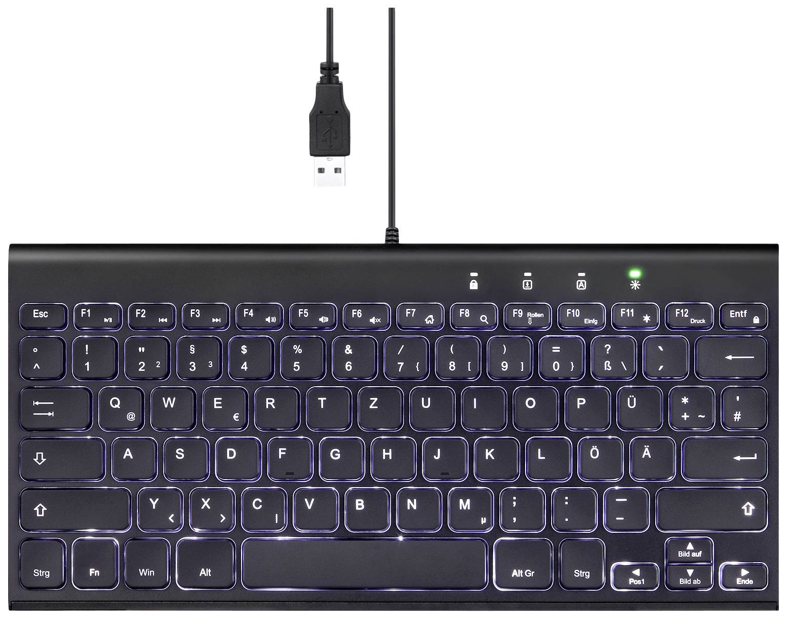 Perixx PERIBOARD-429 DE USB Clavier allemand, QWERTZ noir éclairé