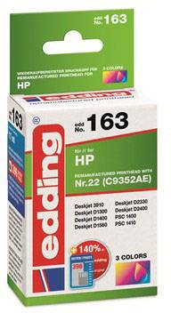 Edding Encre remplace HP 22XL, C9352AE compatible cyan, magenta, jaune EDD-163 18-163