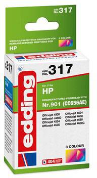 Edding Encre remplace HP 901, CC656AE compatible cyan, magenta, jaune EDD-317 18-317