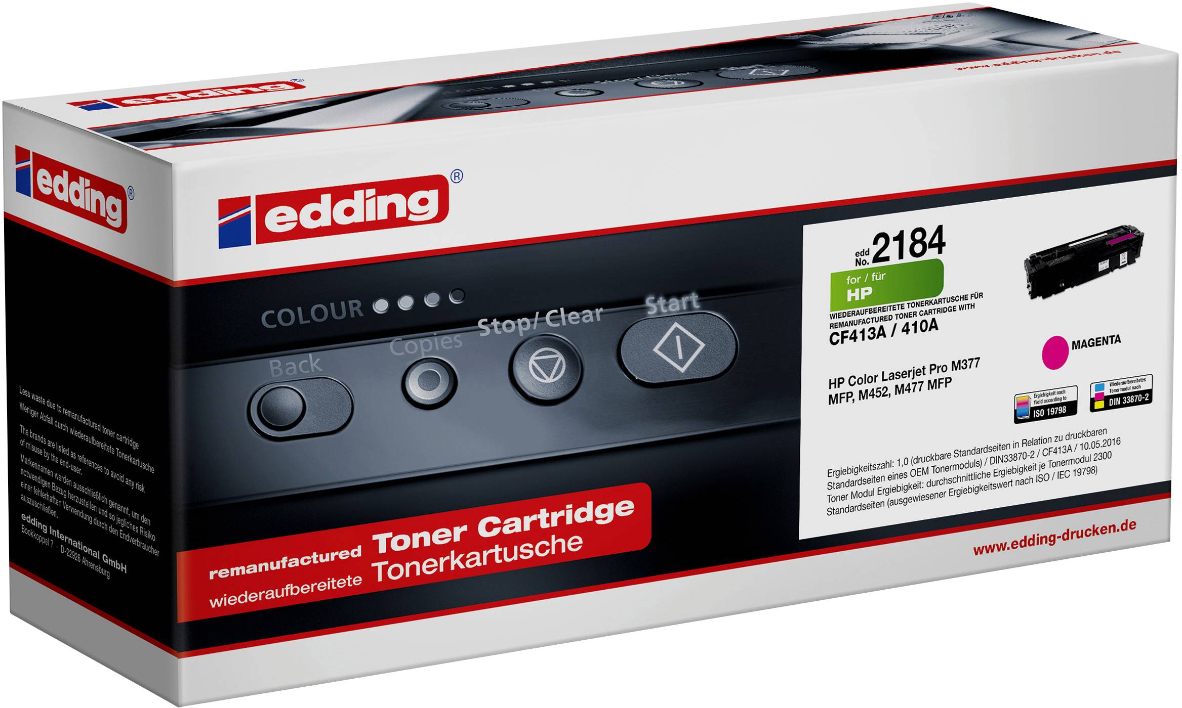 Edding Toner remplace HP 410A (CF413A) compatible magenta 2600 pages EDD-2184 18-2184